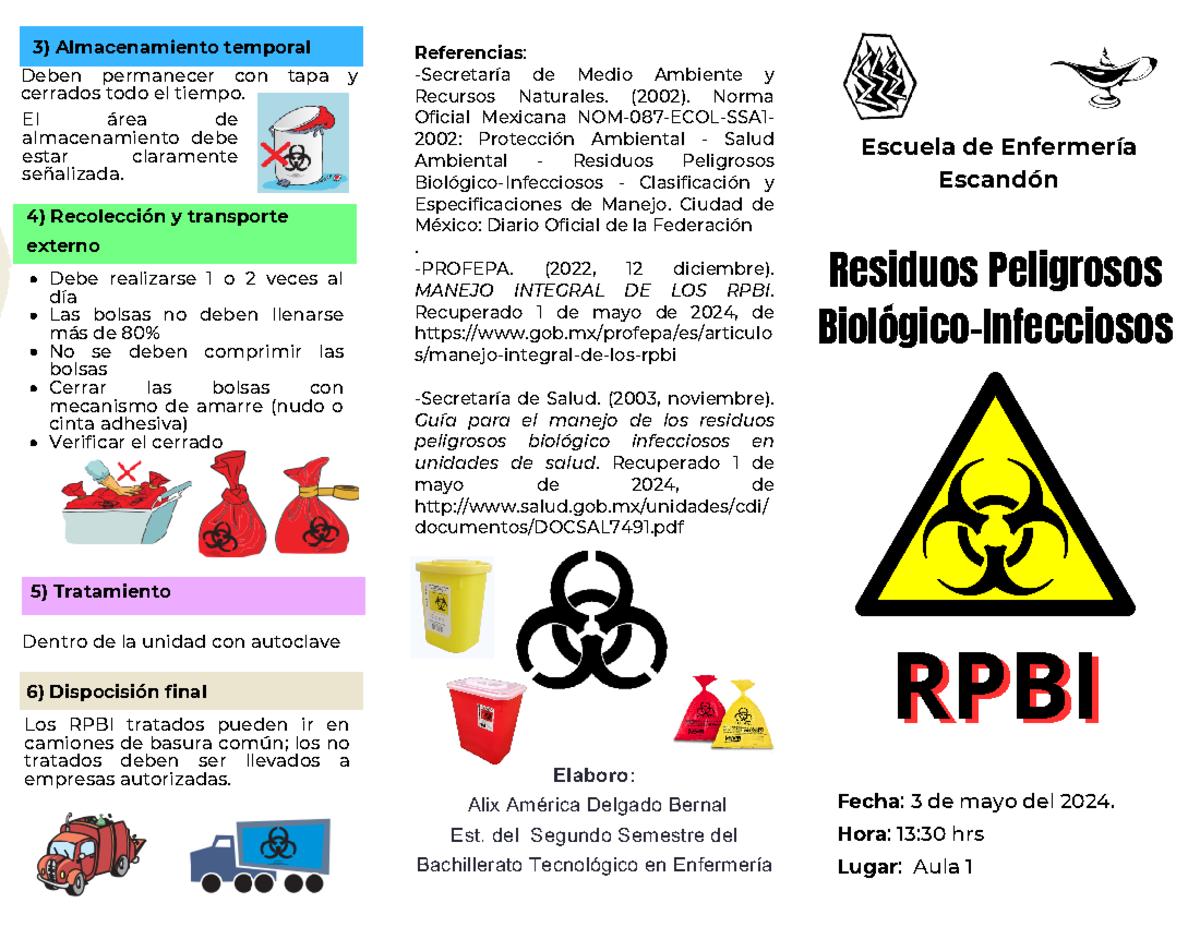 Triptico Residuos Peligrosos Biologico Infecciosos Los Rpbi Tratados Pueden Ir En Camiones De 9710