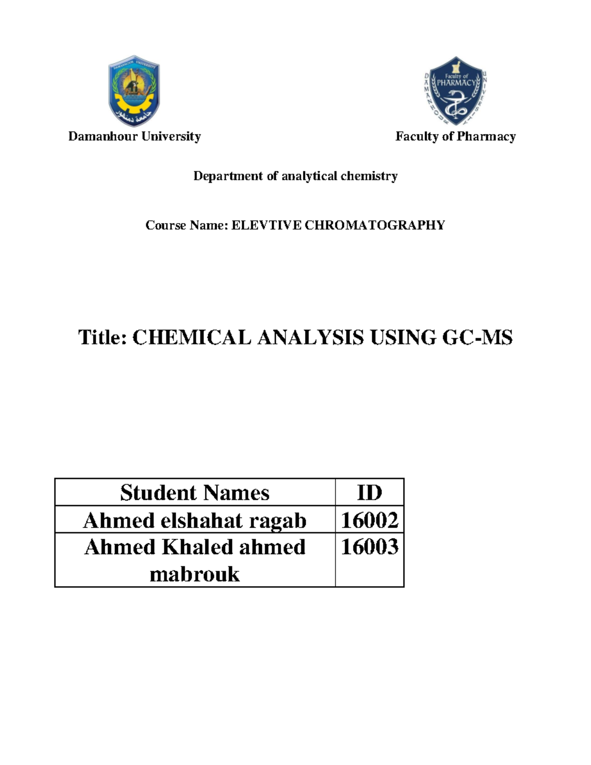 Advanced - Biochemistry - Damanhour University Faculty of Pharmacy ...