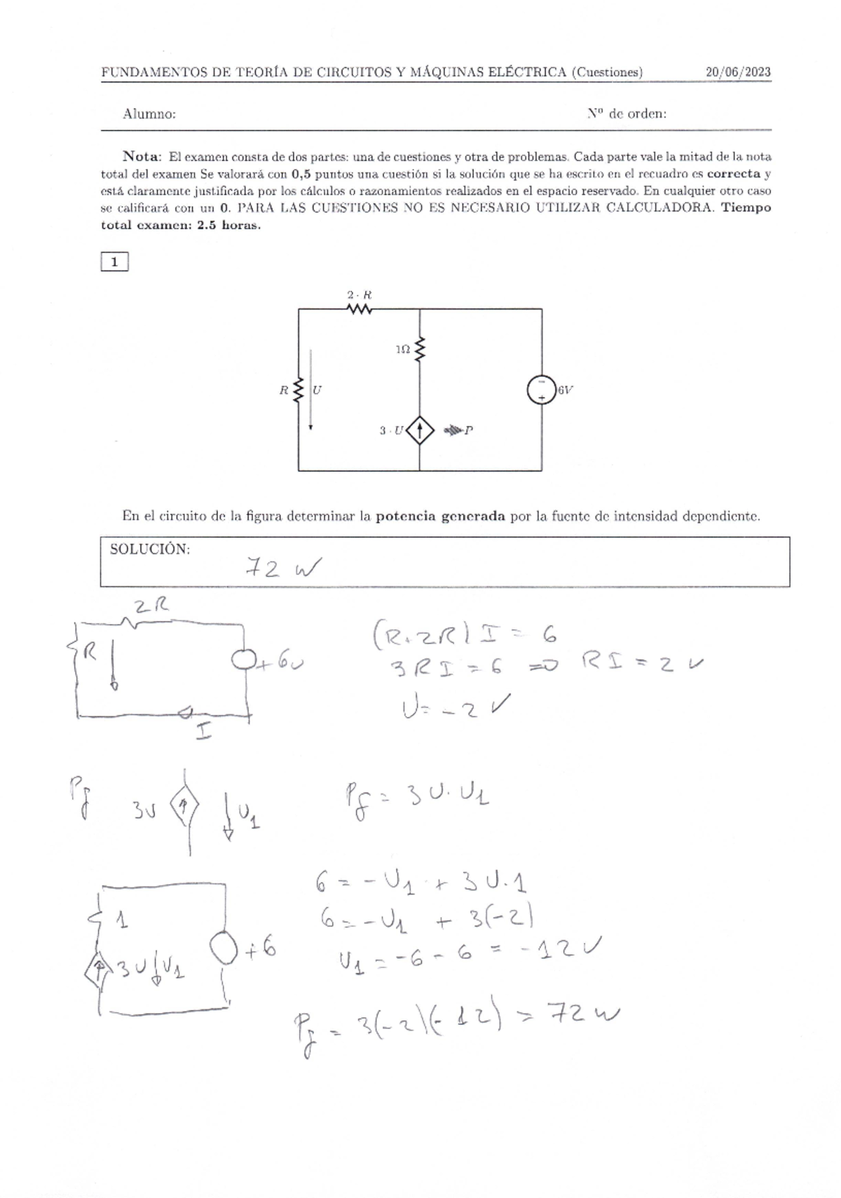 Examen Ftcy Me Junio 2023 Test Fundamentos De Teoría De Circuitos Y