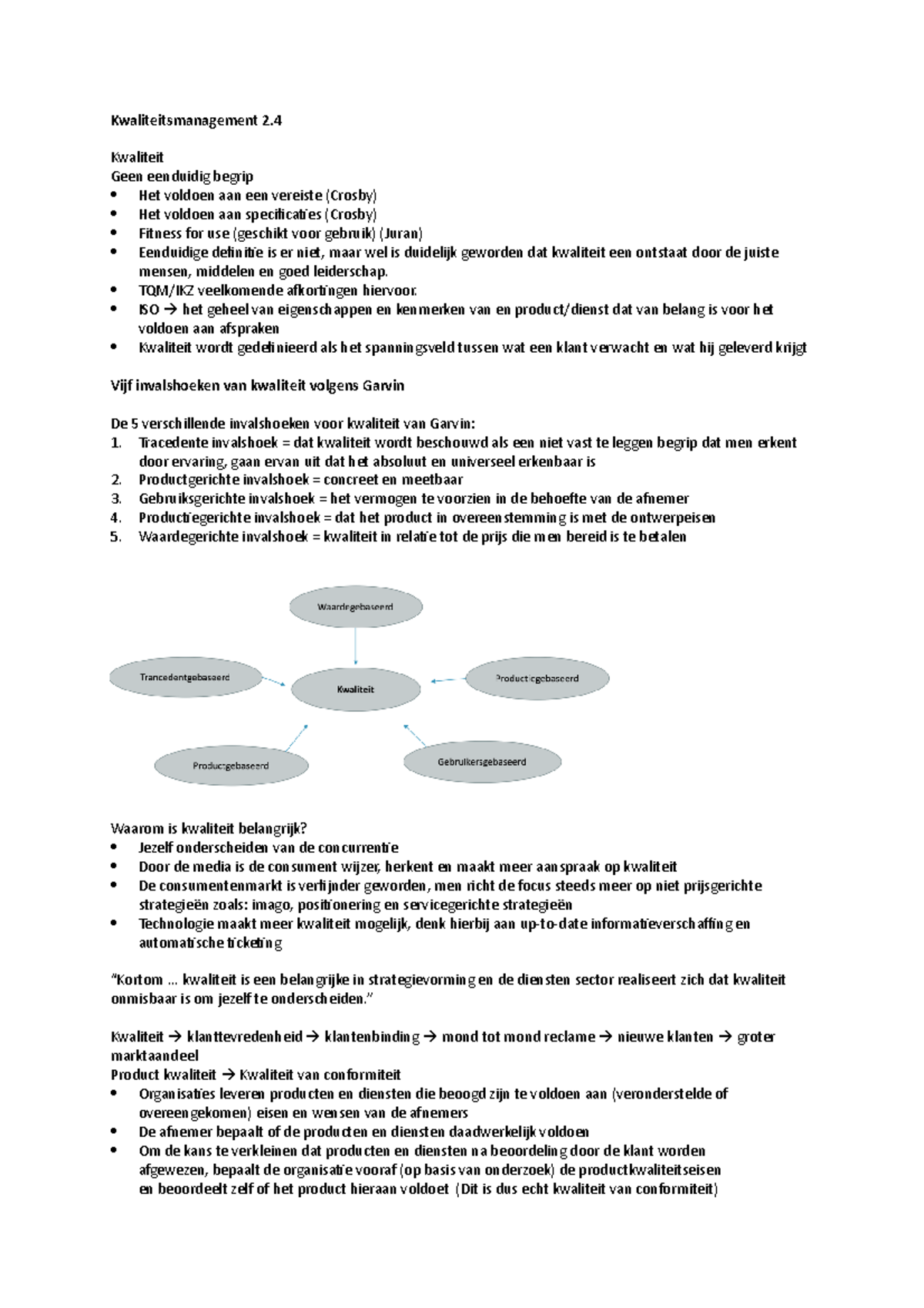 Samenvatting Kwaliteitsmanagement 2.4 - Kwaliteitsmanagement 2 ...