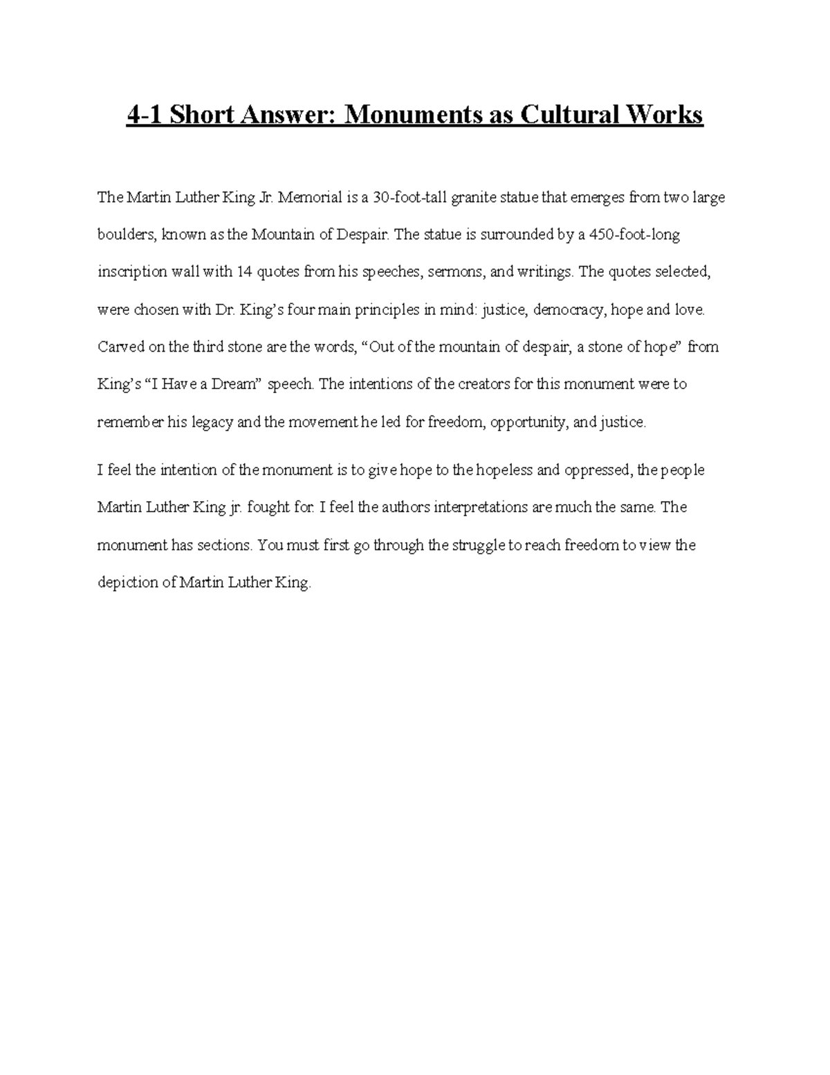 41 Short Answer Monuments and culture 41 Short Answer Monuments as