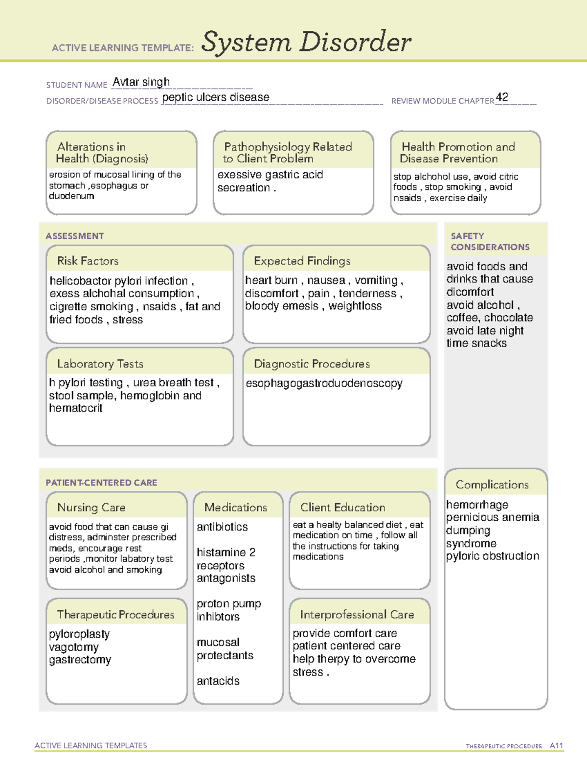 Pu system disorder - ACTIVE LEARNING TEMPLATES THERAPEUTIC PROCEDURE A ...