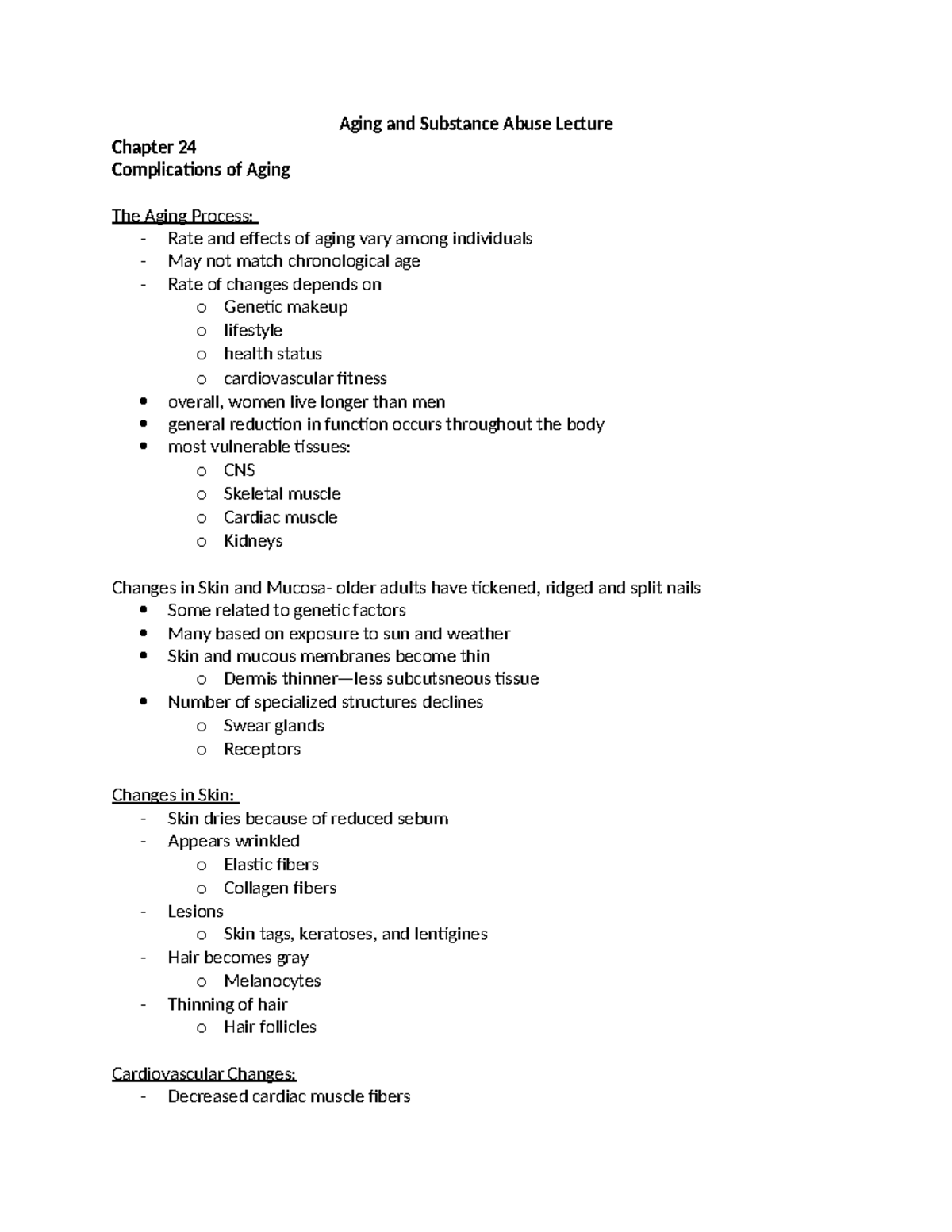 Chapter 24 and 27 - Aging and Substance Abuse Lecture Chapter 24 ...