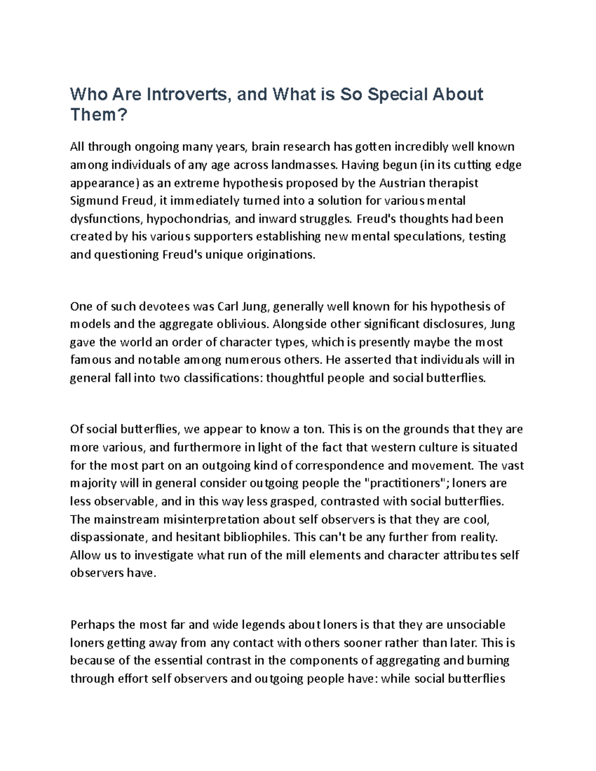 Article 21 - Lecture notes 12 - Who Are Introverts, and What is So ...