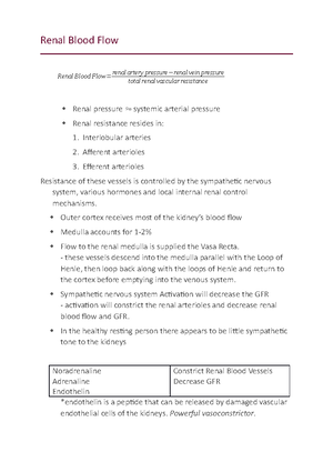 Transport Processes within the Nephron notes - Transport Processes ...
