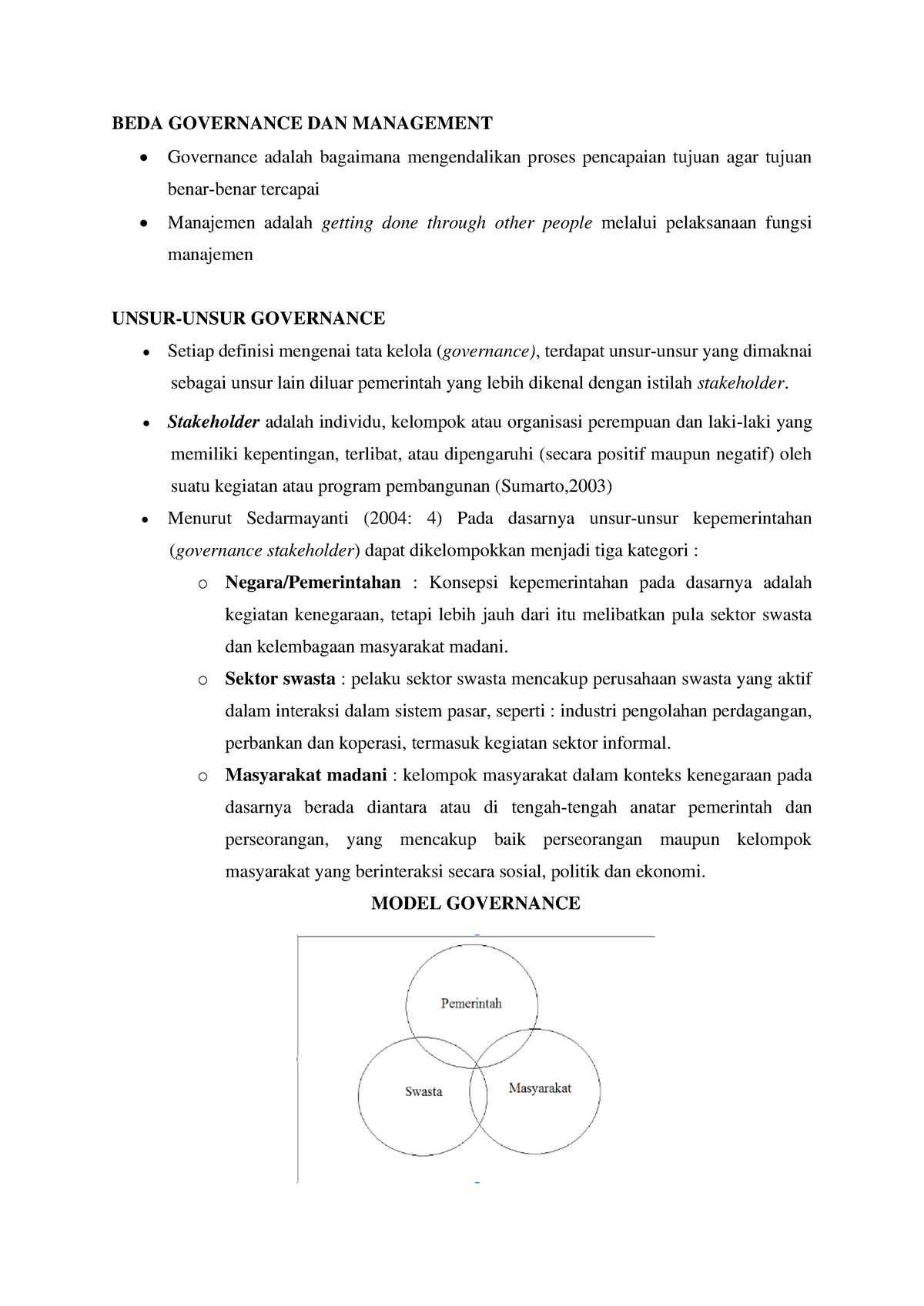 Unsur Dan Model Governance Catatan - BEDA GOVERNANCE DAN MANAGEMENT ...