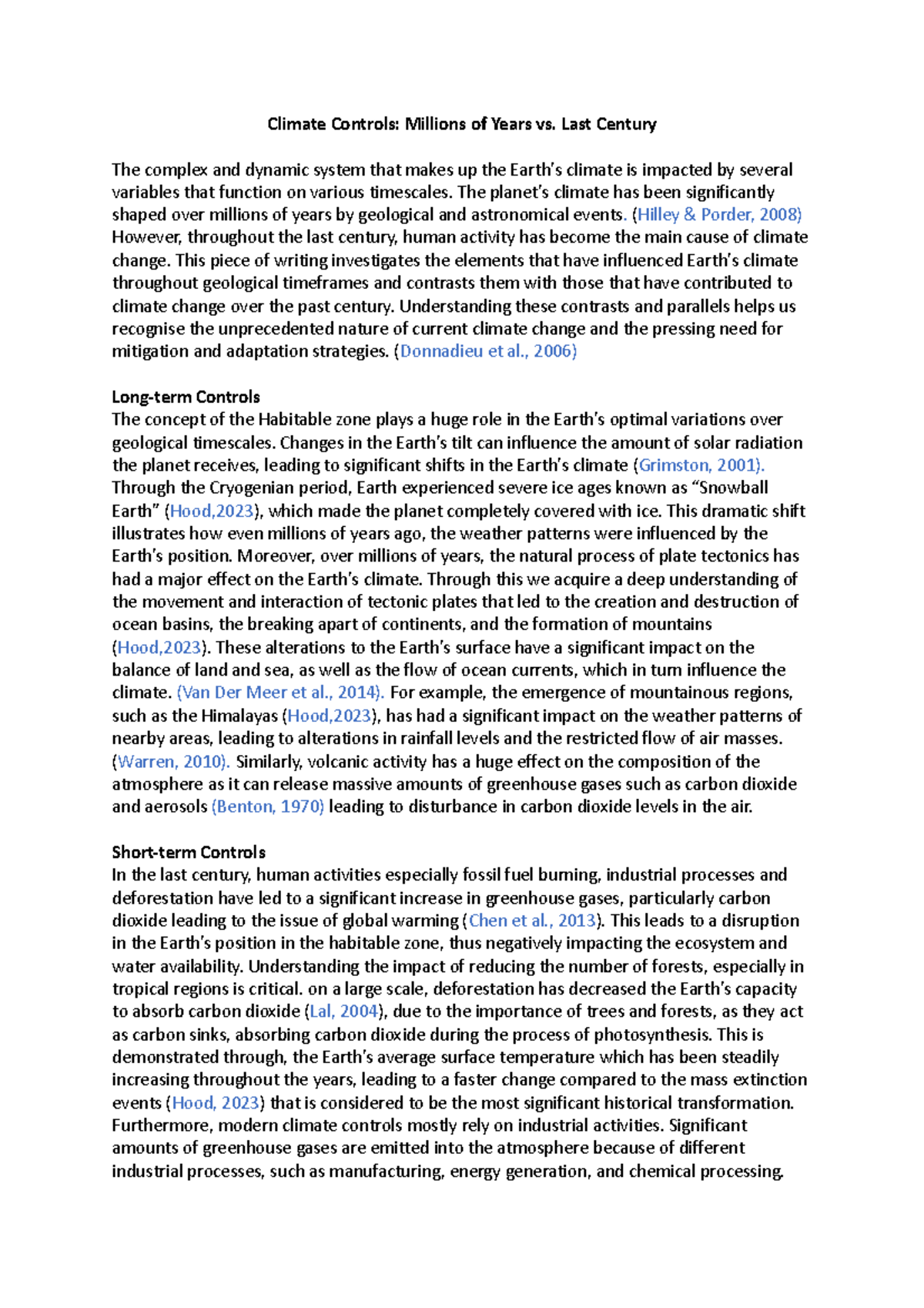 Climate Controls - Report 1 Evaluation of expert talks - Climate ...