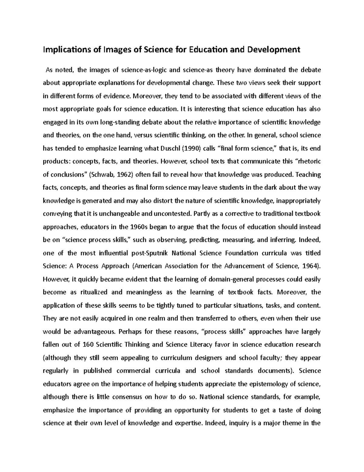 Implications of Images of Science for Education and Development - These ...