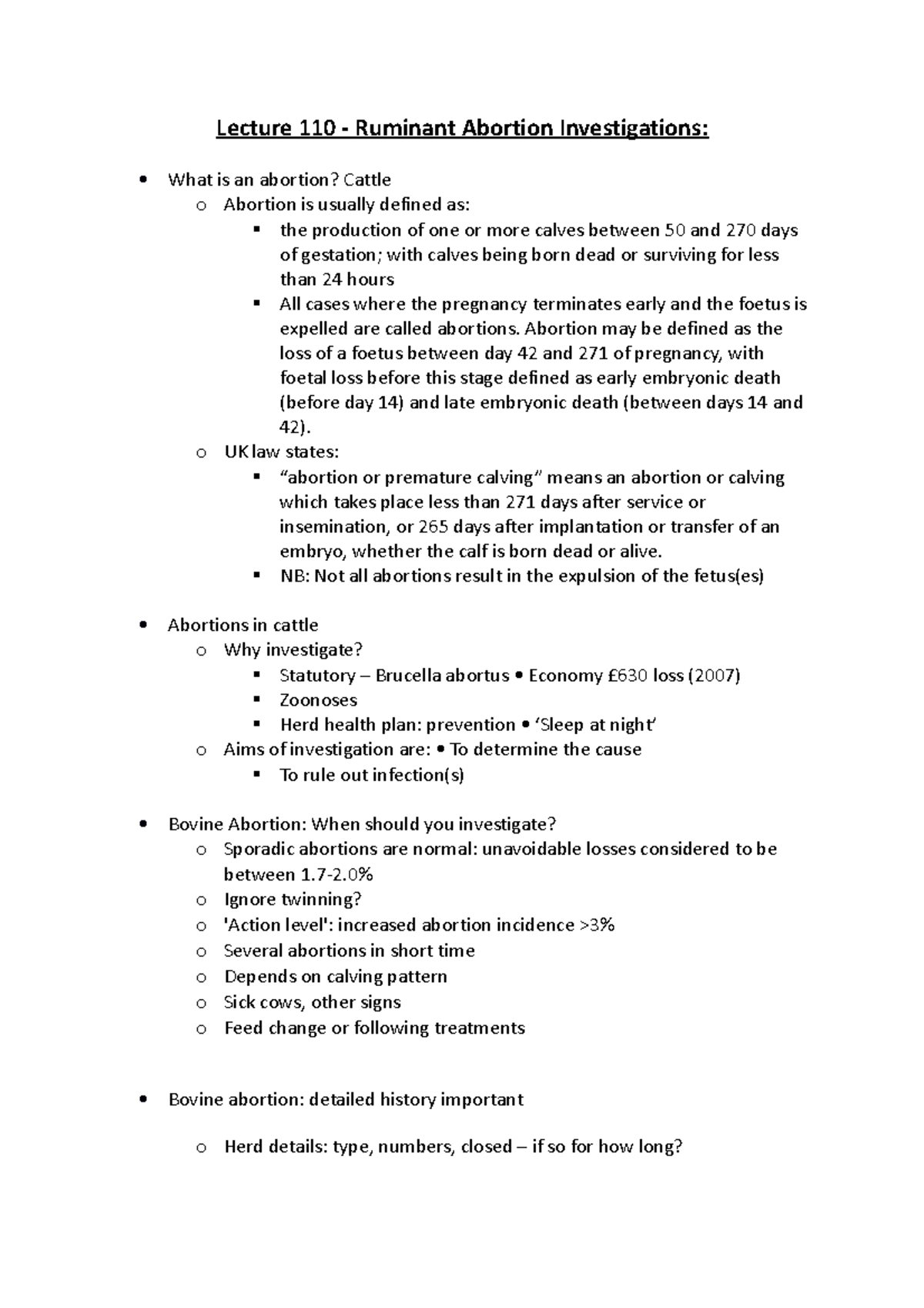 Lecture 110 - Ruminant Abortion Investigations. - Lecture 110 ...