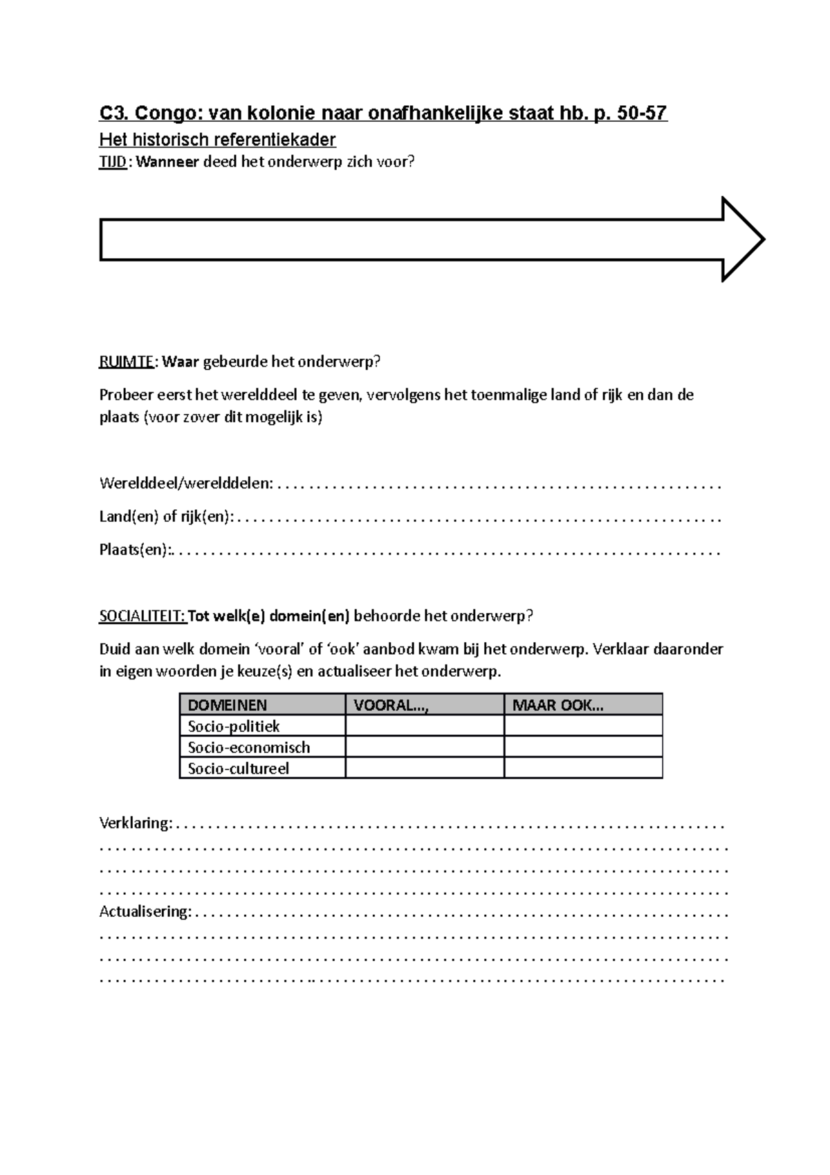 C3 Dekolonisatie in Congo - C3. Congo: van kolonie naar onafhankelijke ...