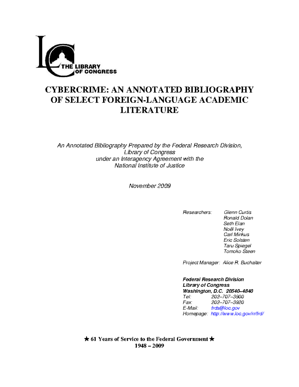 Cybercrime Bibliography - CYBERCRIME: AN ANNOTATED BIBLIOGRAPHY OF ...