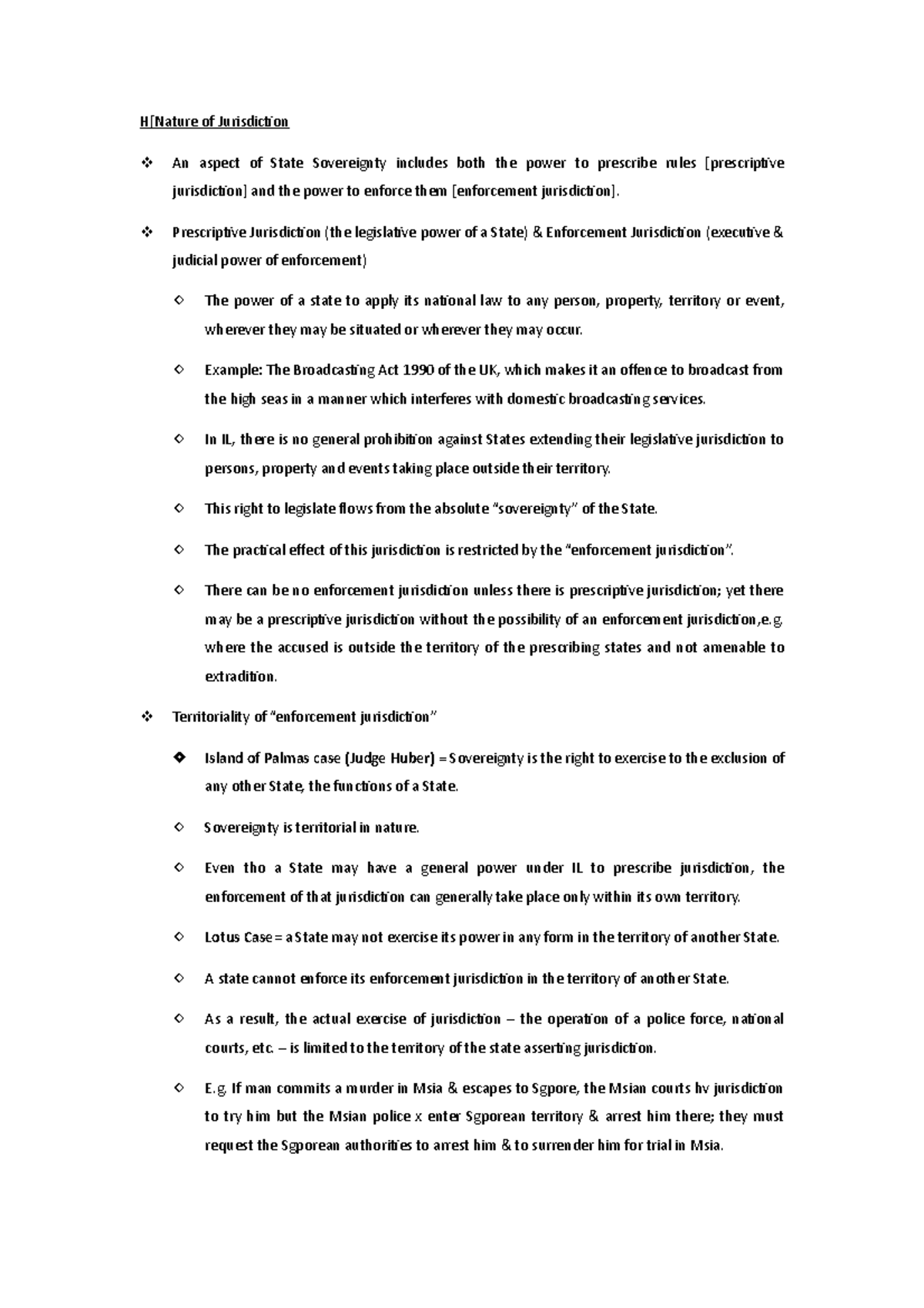 State Jurisdiction Notes - of Jurisdiction An aspect of State ...