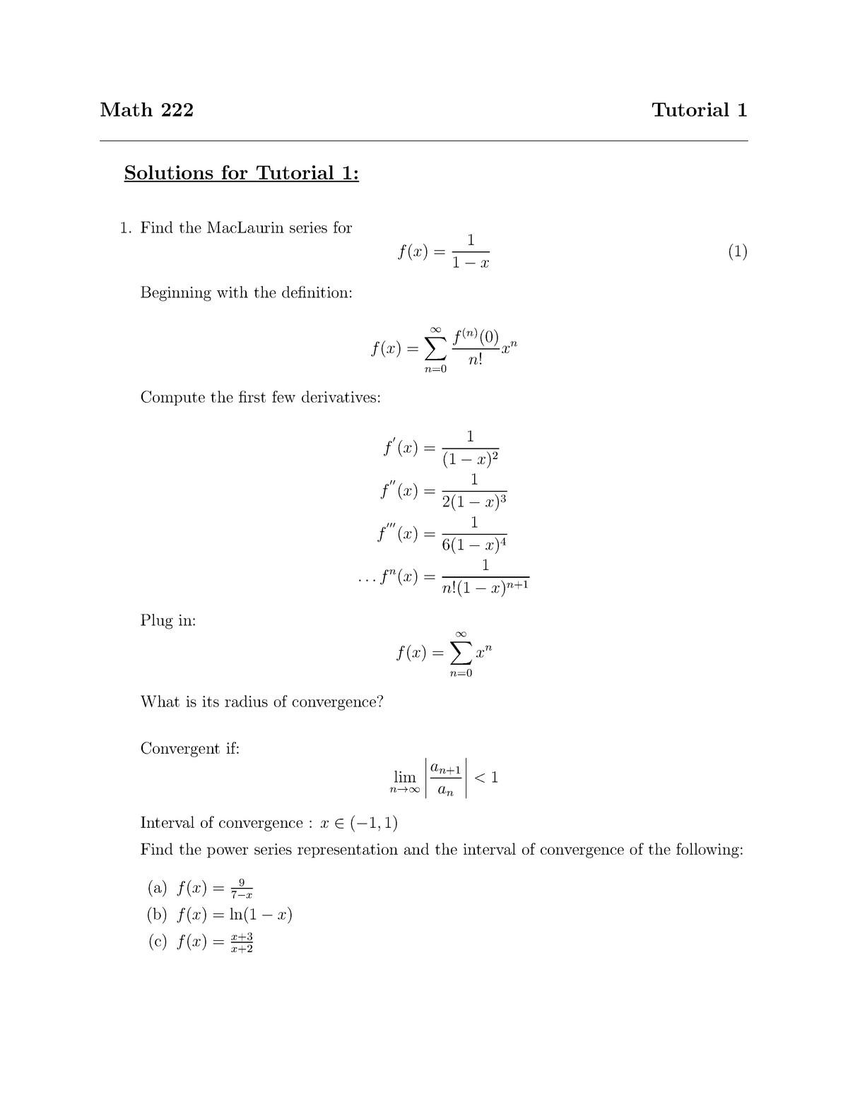 tutorial-1-solution-fn-x-1-n-1-x-n-plug-in-f-x-n-xn