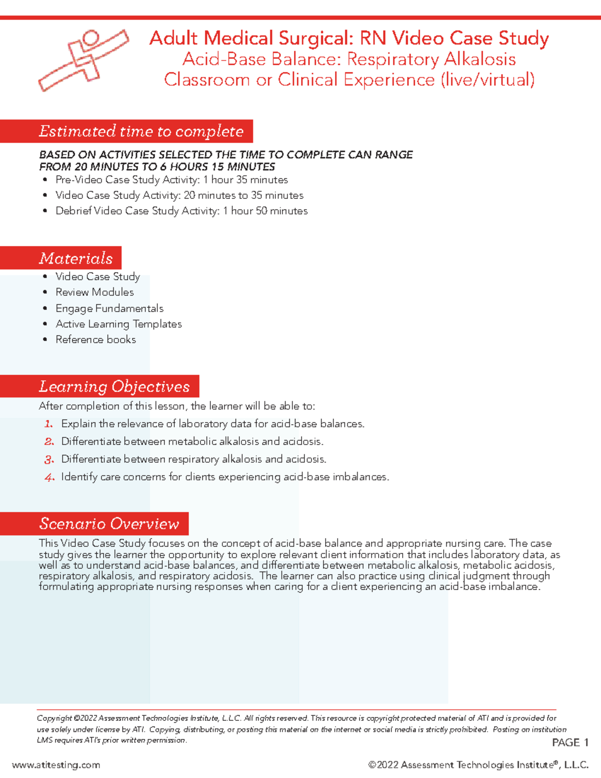 ATI Video Case Study RN Adult MedSurg Acid Base Balance PAGE 1