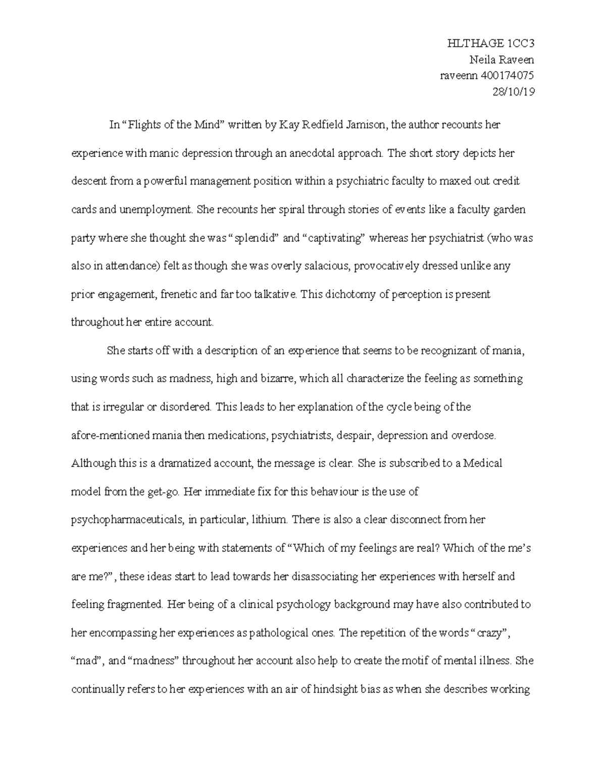 HLTHAGE 1CC3 Essay - HLTHAGE 1CC Neila Raveen raveenn 400174075 28/10 ...