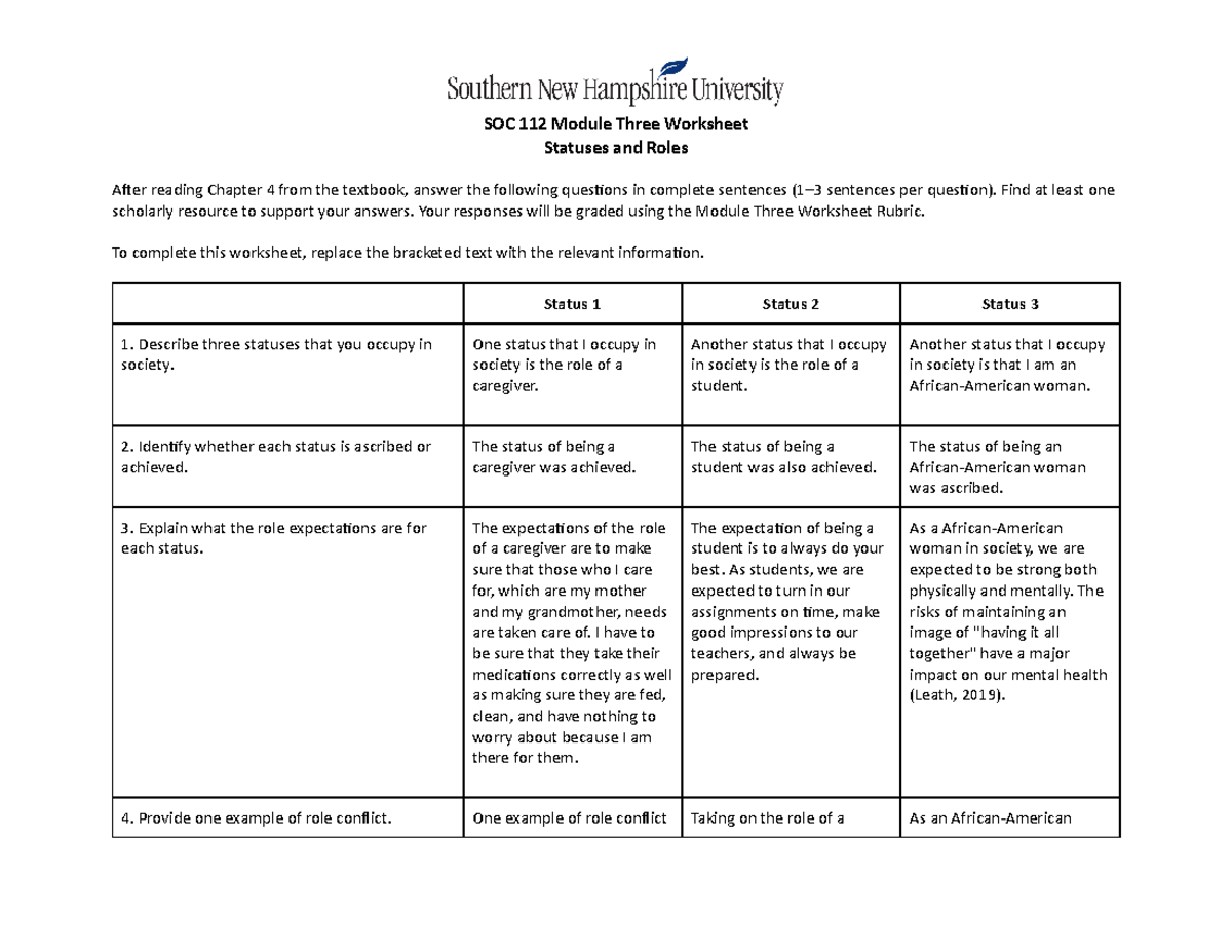 SOC 112 Module Three Worksheet - SOC 112 Module Three Worksheet ...