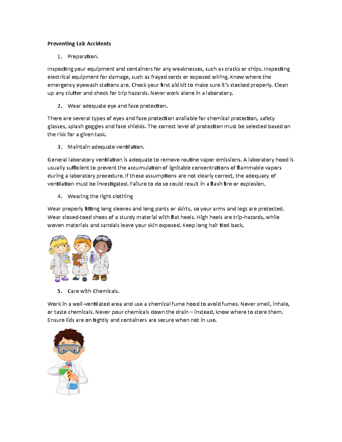 Preventing Lab Accidents Preventing Lab Accidents Preparation