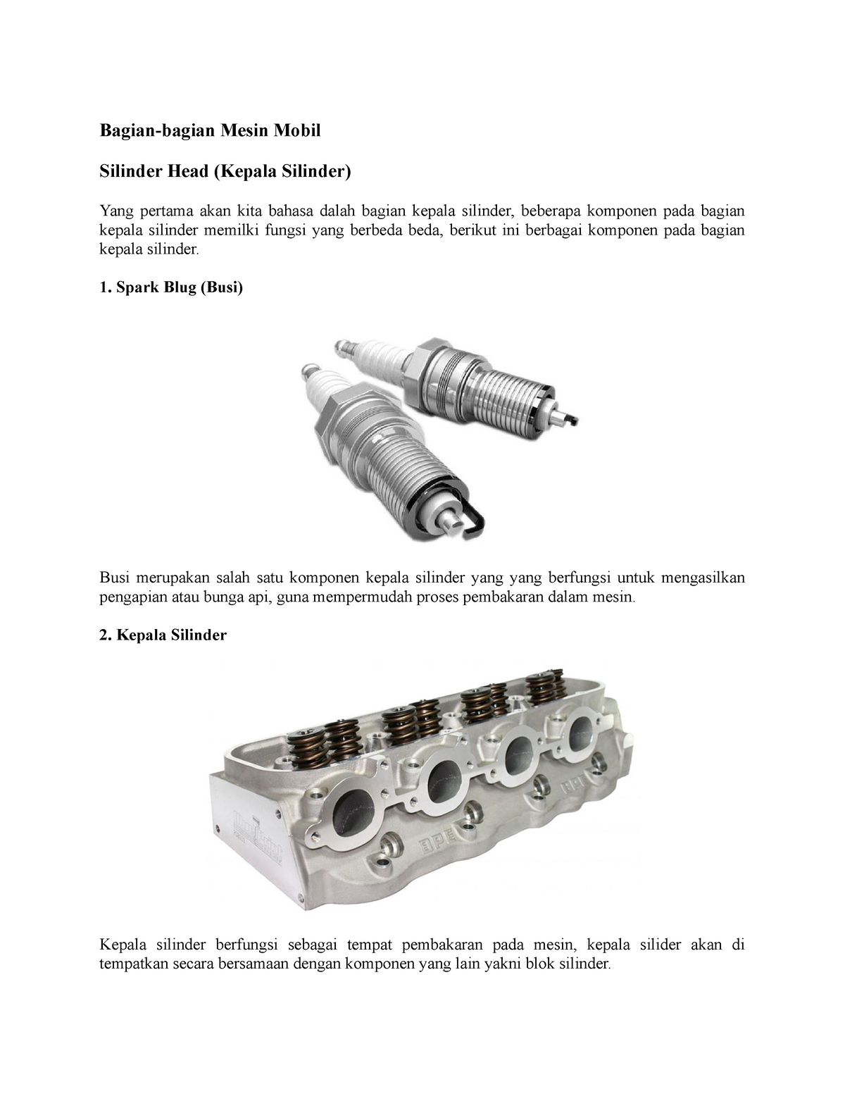 Komponen Engine Serta Pelengkapanya Bagian Bagian Mesin Mobil Silinder Head Kepala Silinder