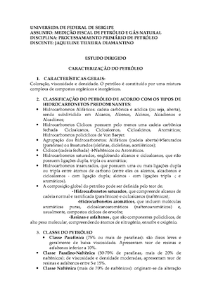Caracterizacao Do Petroleo Studocu