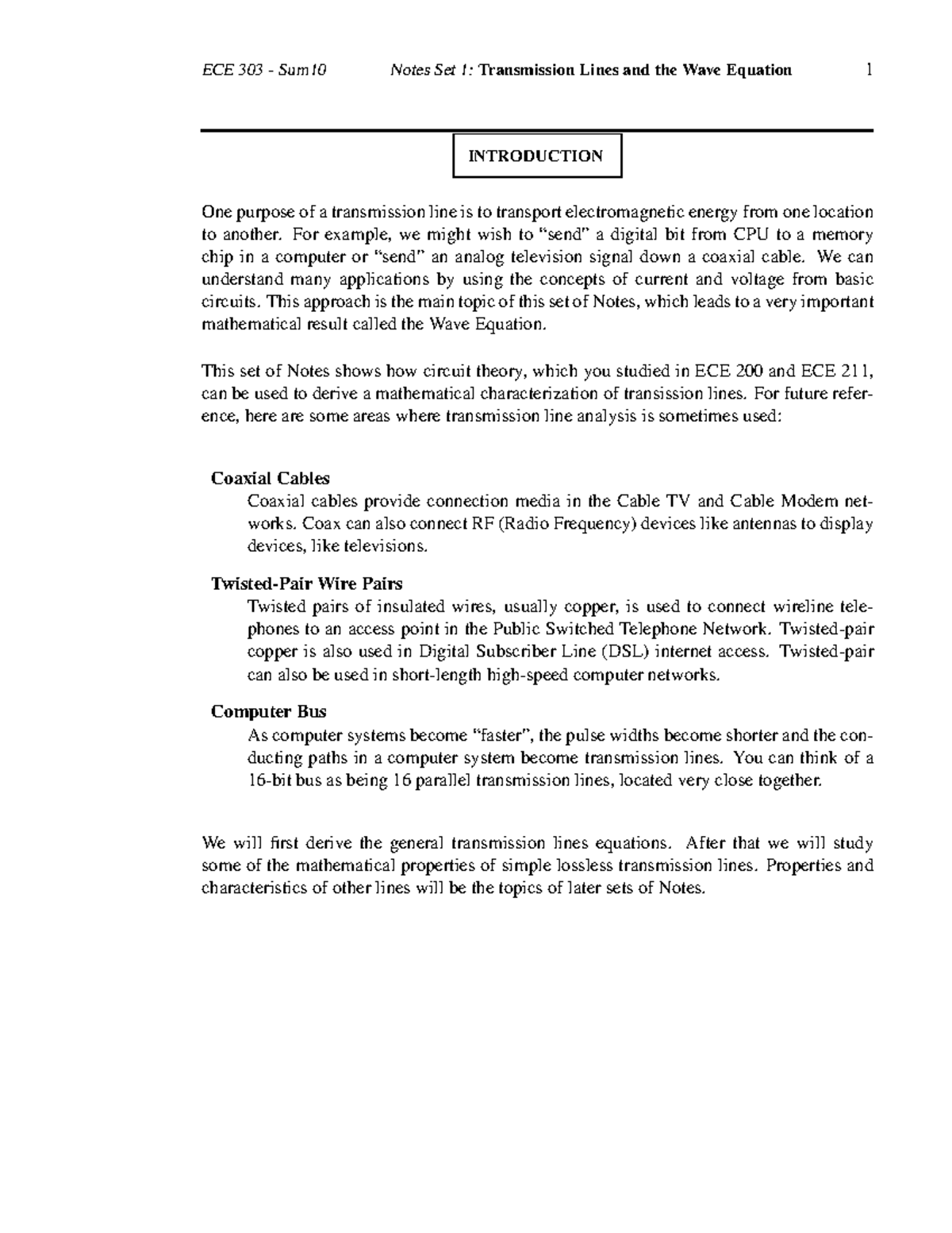 42581058 ECE 303 Notes Final - ECE 303 - Sum10 Notes Set 1 ...