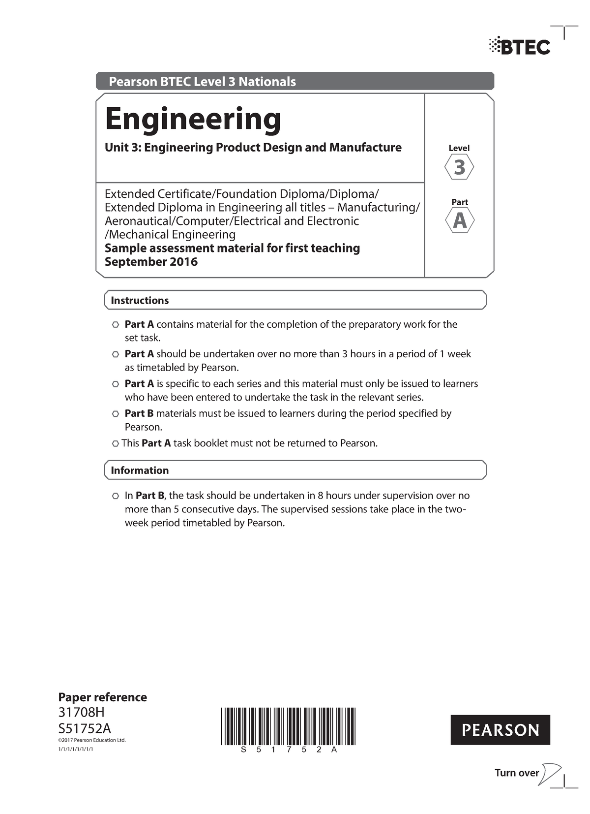 Additional Sample Assessment Material Unit 3 Engineering Product Design ...