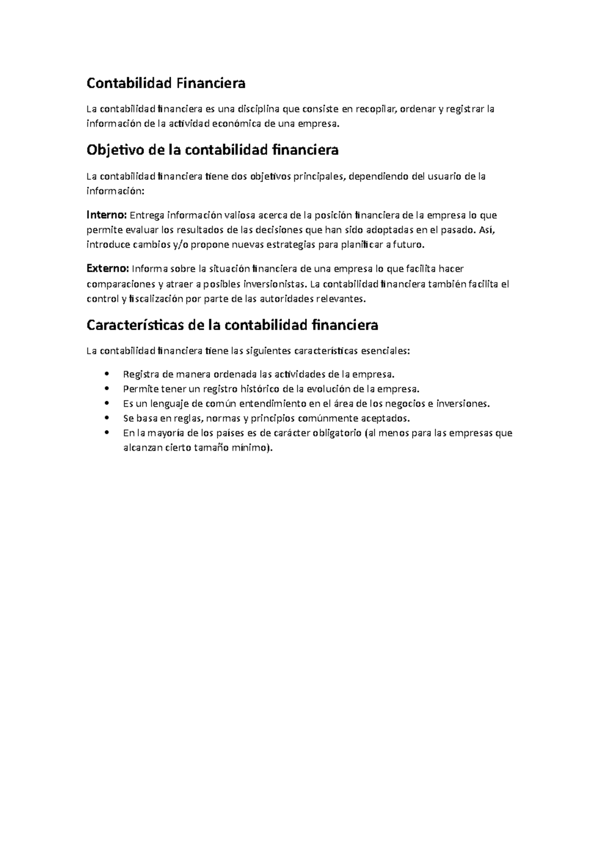 Contabilidad Financiera - Objetivo de la contabilidad financiera La ...