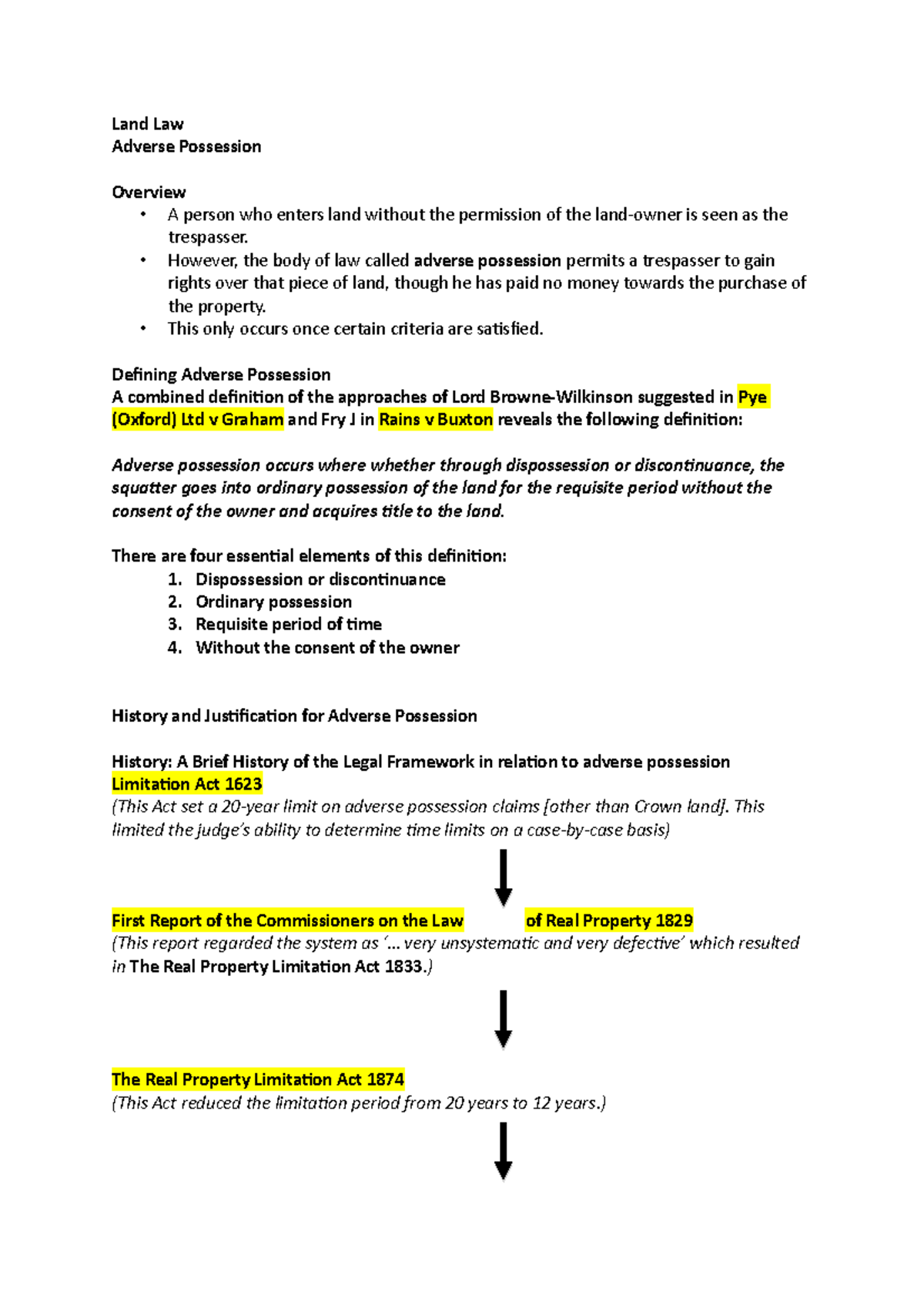 Land Law - Advserse Possession - Land Law Adverse Possession Overview ...