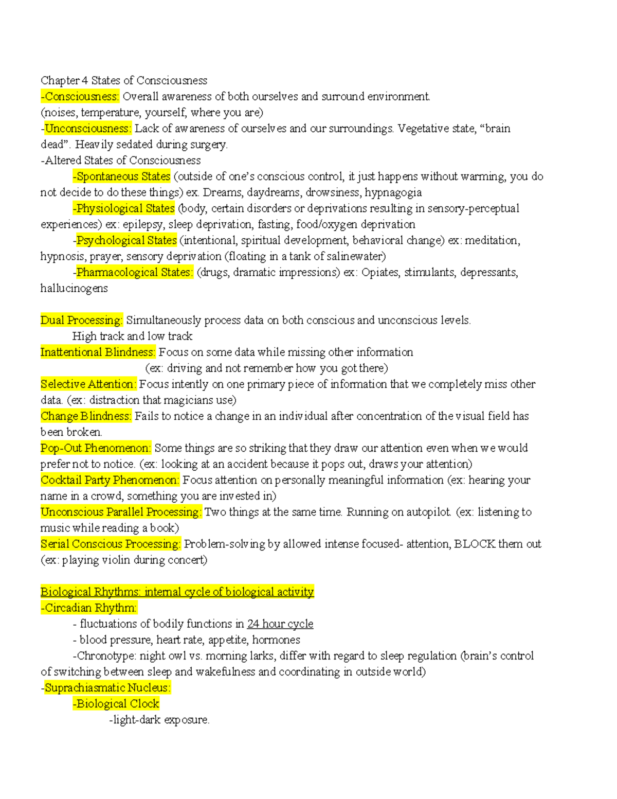 Chapter 4 States of Consciousness - Chapter 4 States of Consciousness ...