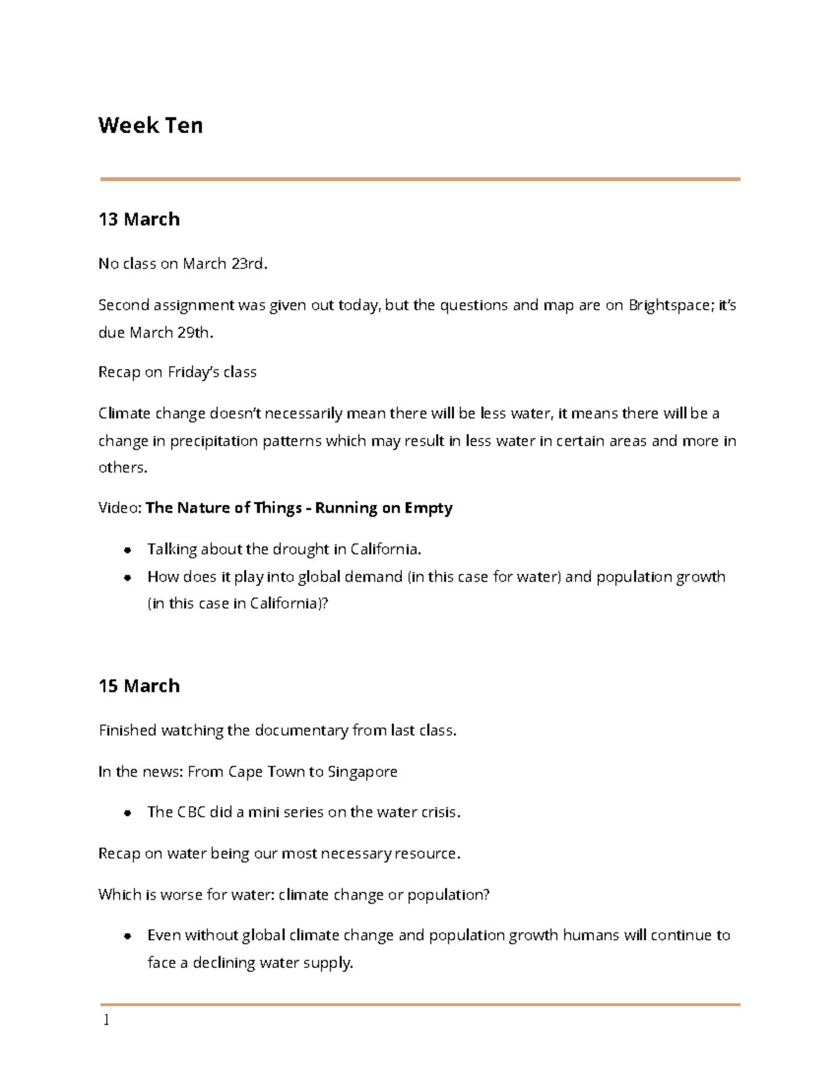 Week Ten - M/C with answers - Week Ten 13 March No class on March 23rd ...