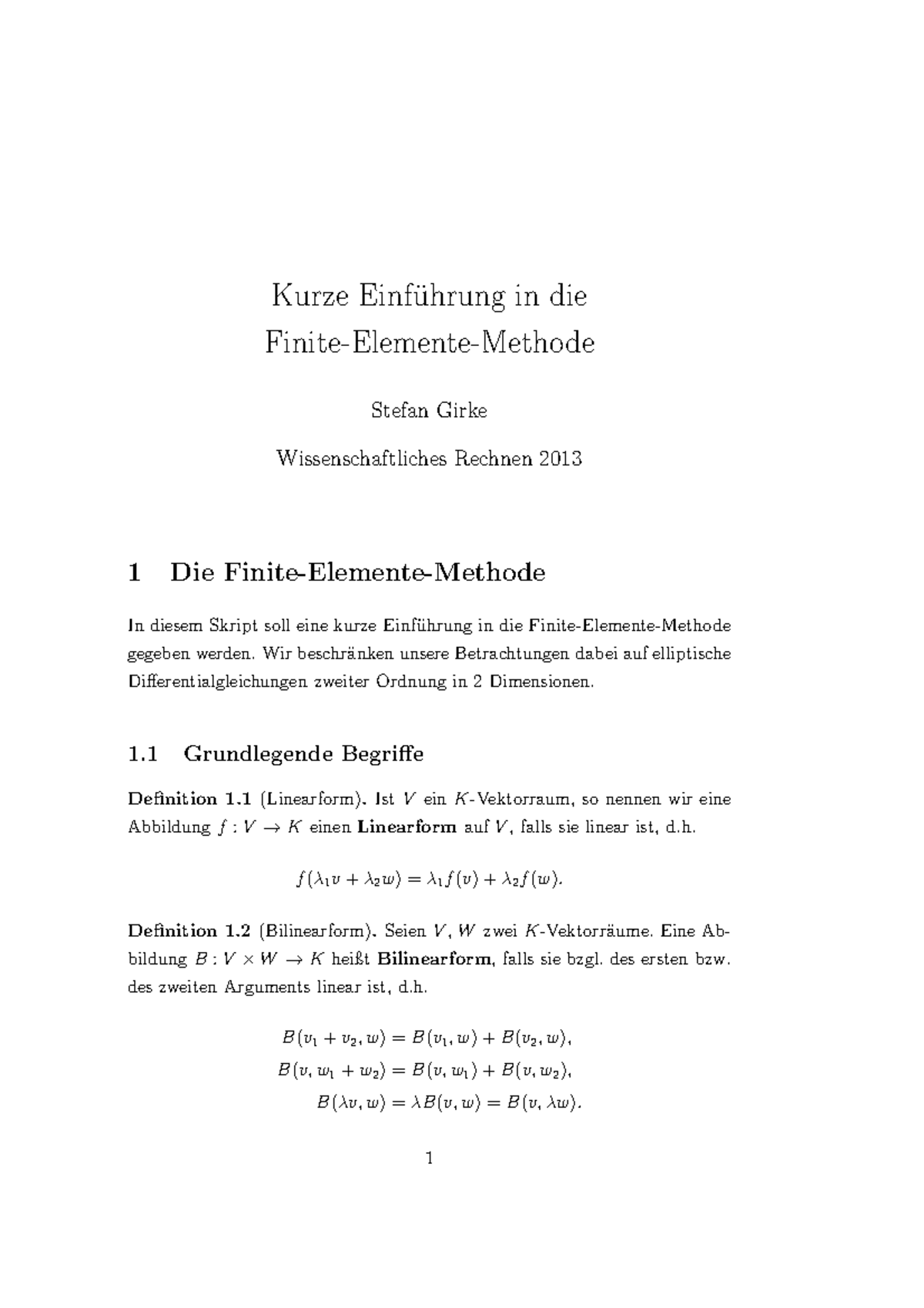 Fem-intro - Ddffddf - Kurze Einführung In Die Finite-Elemente-Methode ...