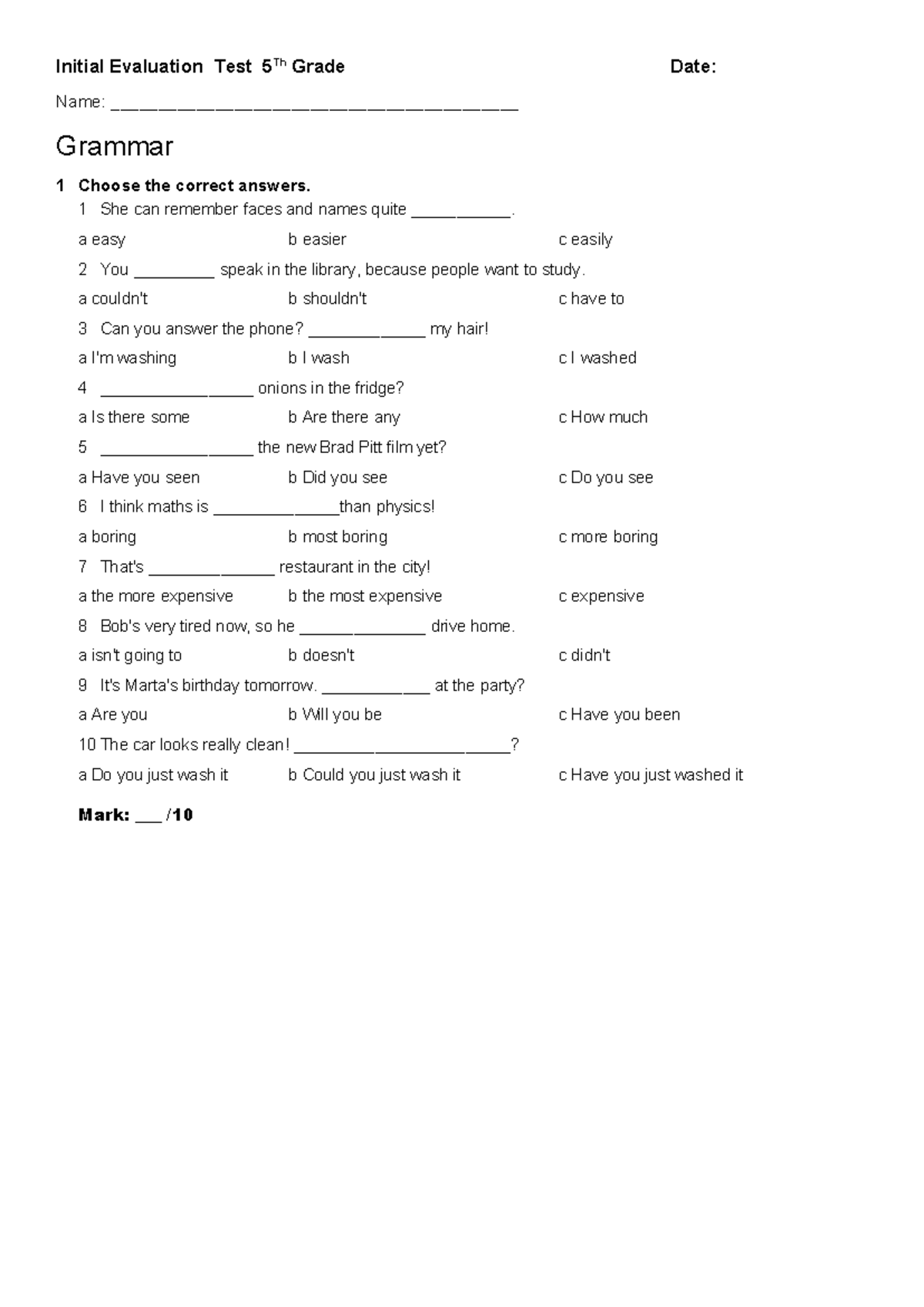 Test initial cls V - Name ...