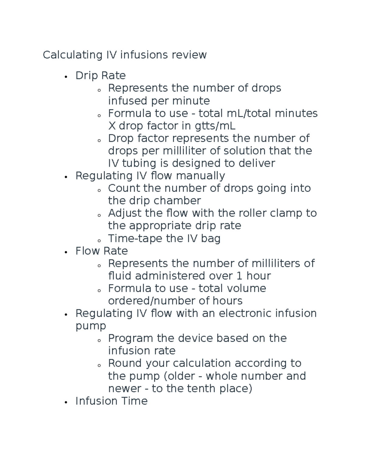 How To Calculate Iv Infusion Rates Calculating Iv Infusions Review Drip Rate O Represents The