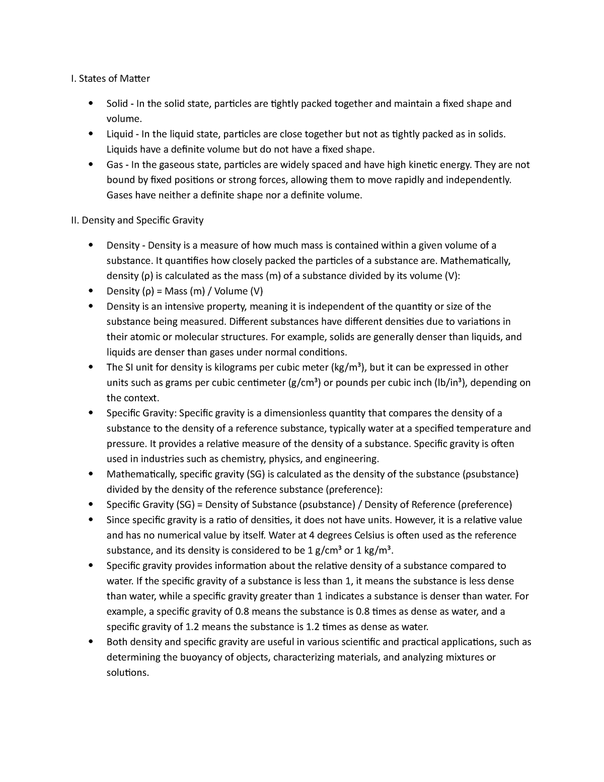 Physics Definitions - I. States of Matter Solid - In the solid state ...