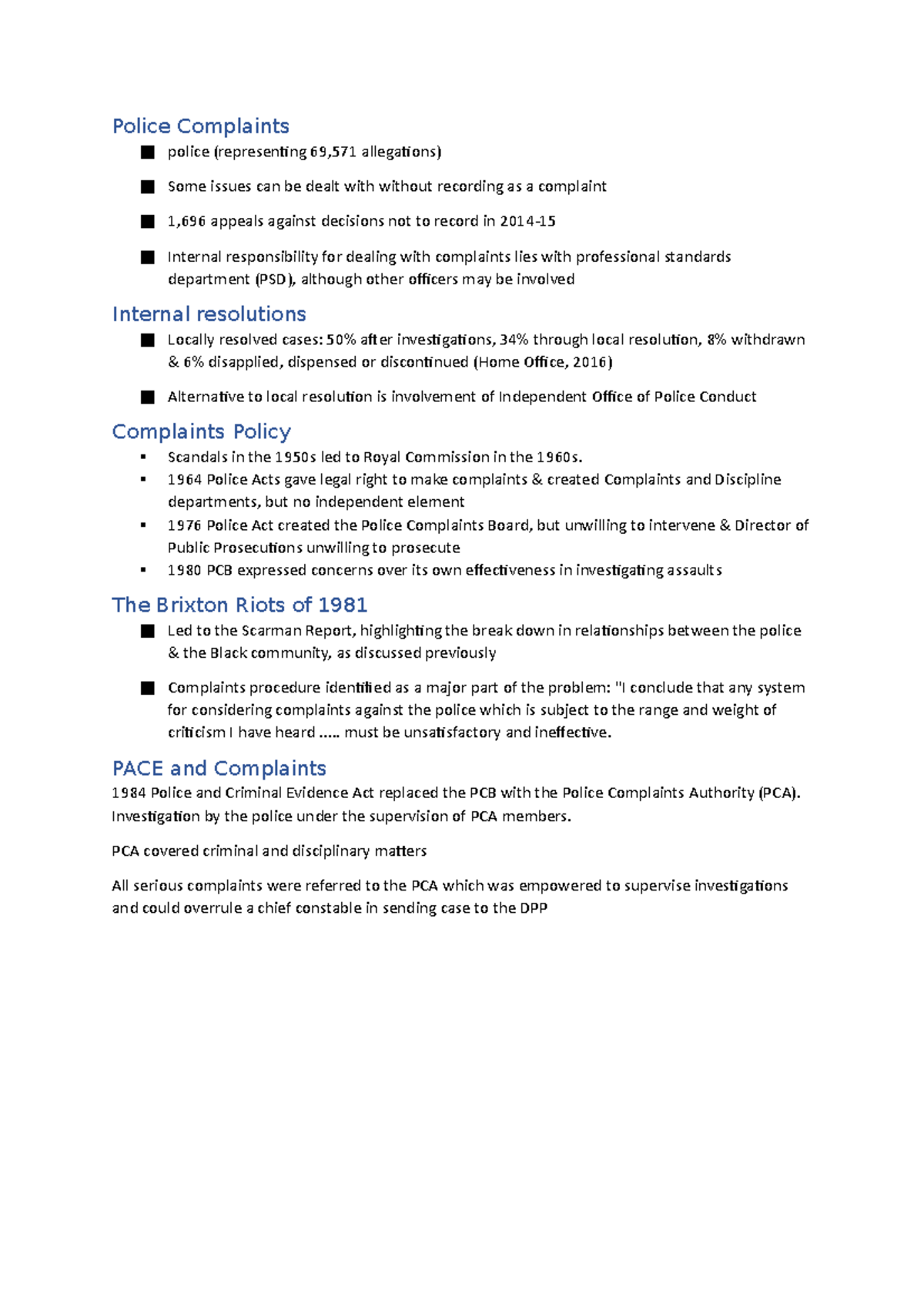 Week 2 Lecture 4 - Police Complaints - Police Complaints police ...