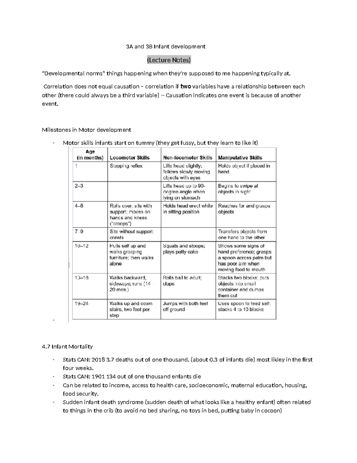 3a thurs 26 ( Lecture Notes) - 3A and 3B Infant development (Lecture ...