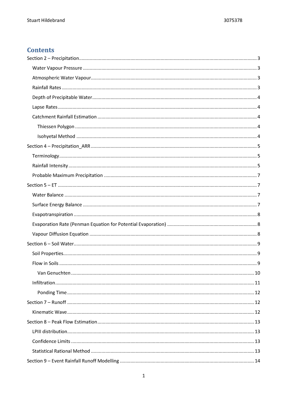 Formula Sheet - Contents Section 2 – Precipitation Water Vapour ...