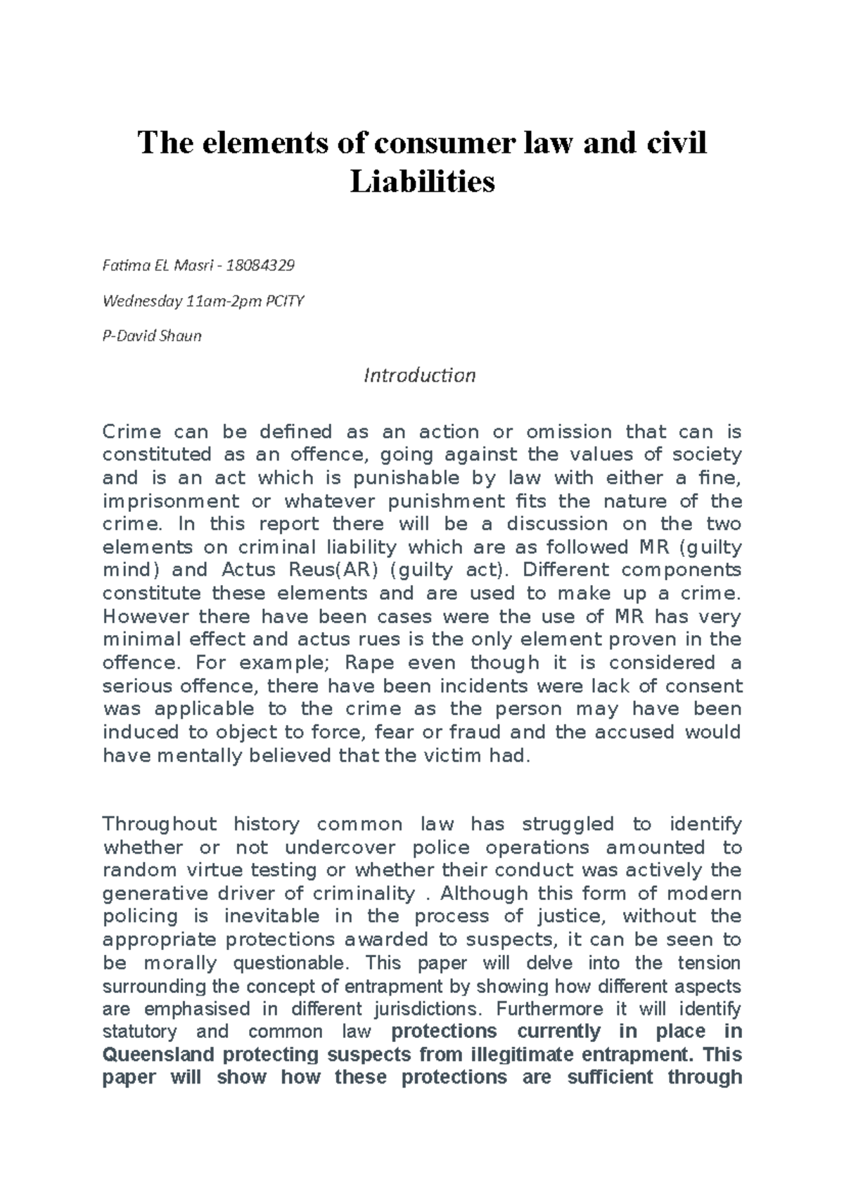 The elements of consumer law and civil Liabilities - The elements of ...