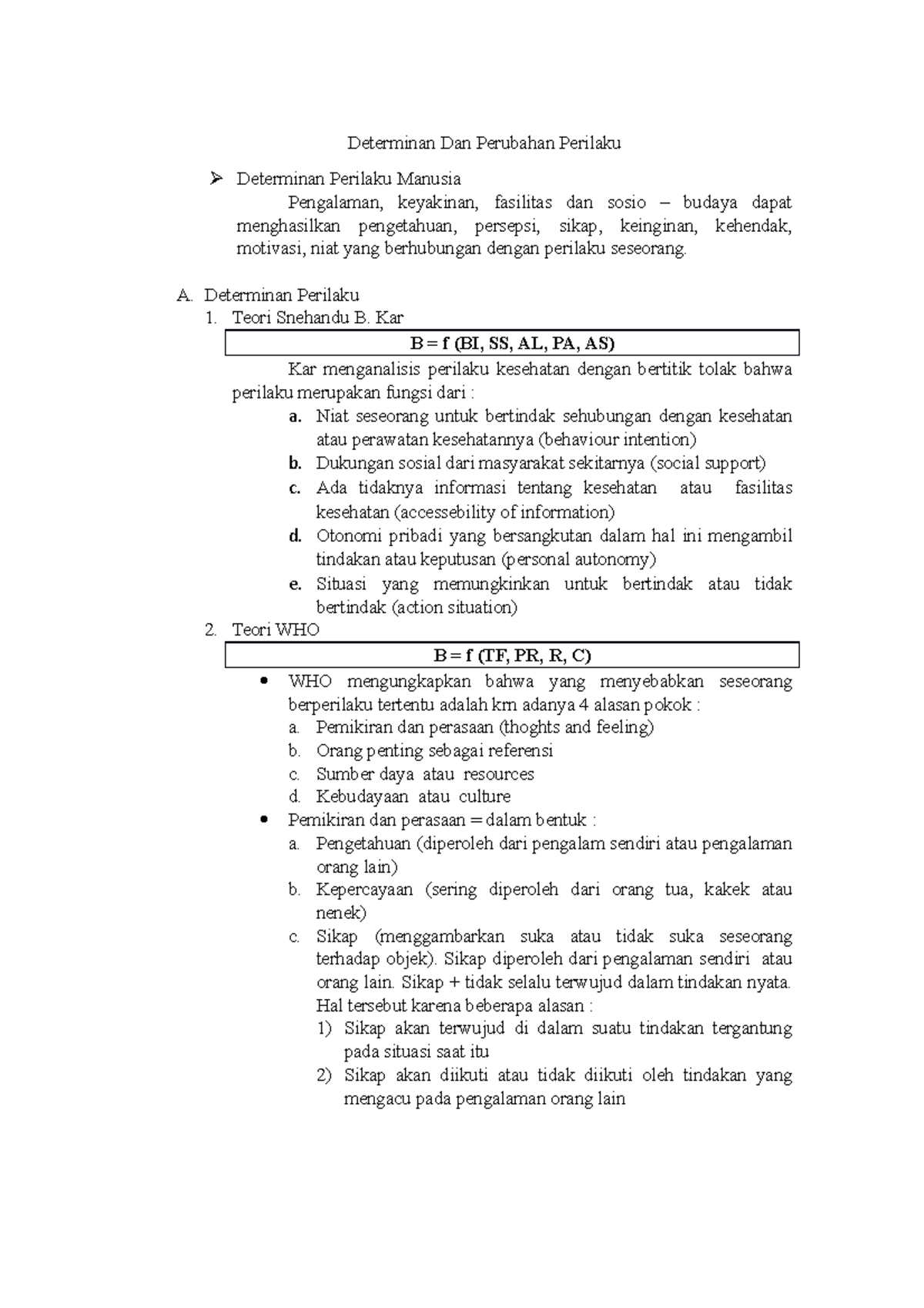 Determinan Dan Perubahan Perilaku - A. Determinan Perilaku 1. Teori ...