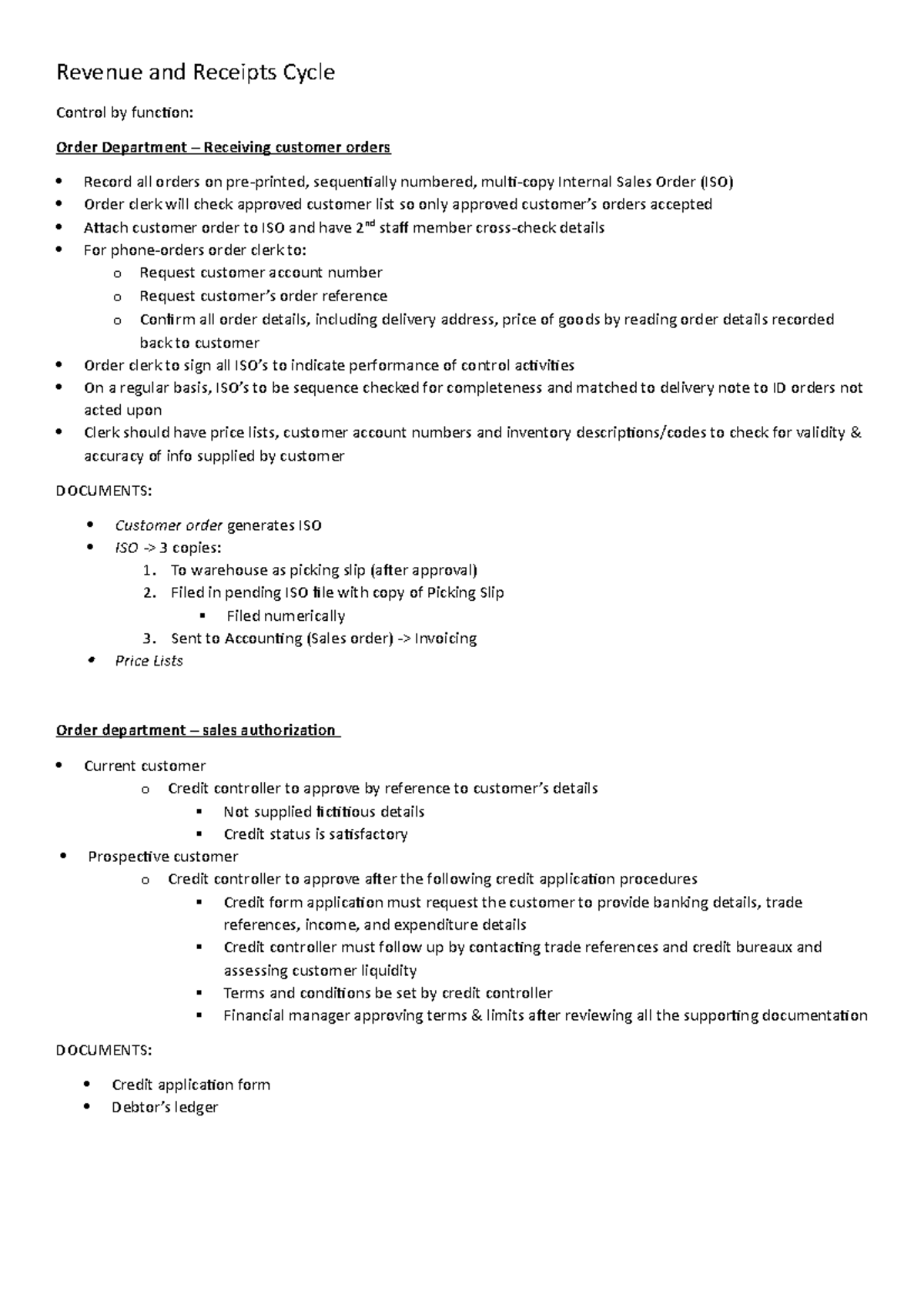 R&R Cycle Internal Controls - Revenue and Receipts Cycle Control by ...