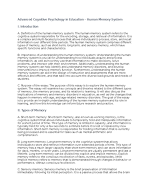 Advanced Cognitive Psychology In Education - development - Introduction ...