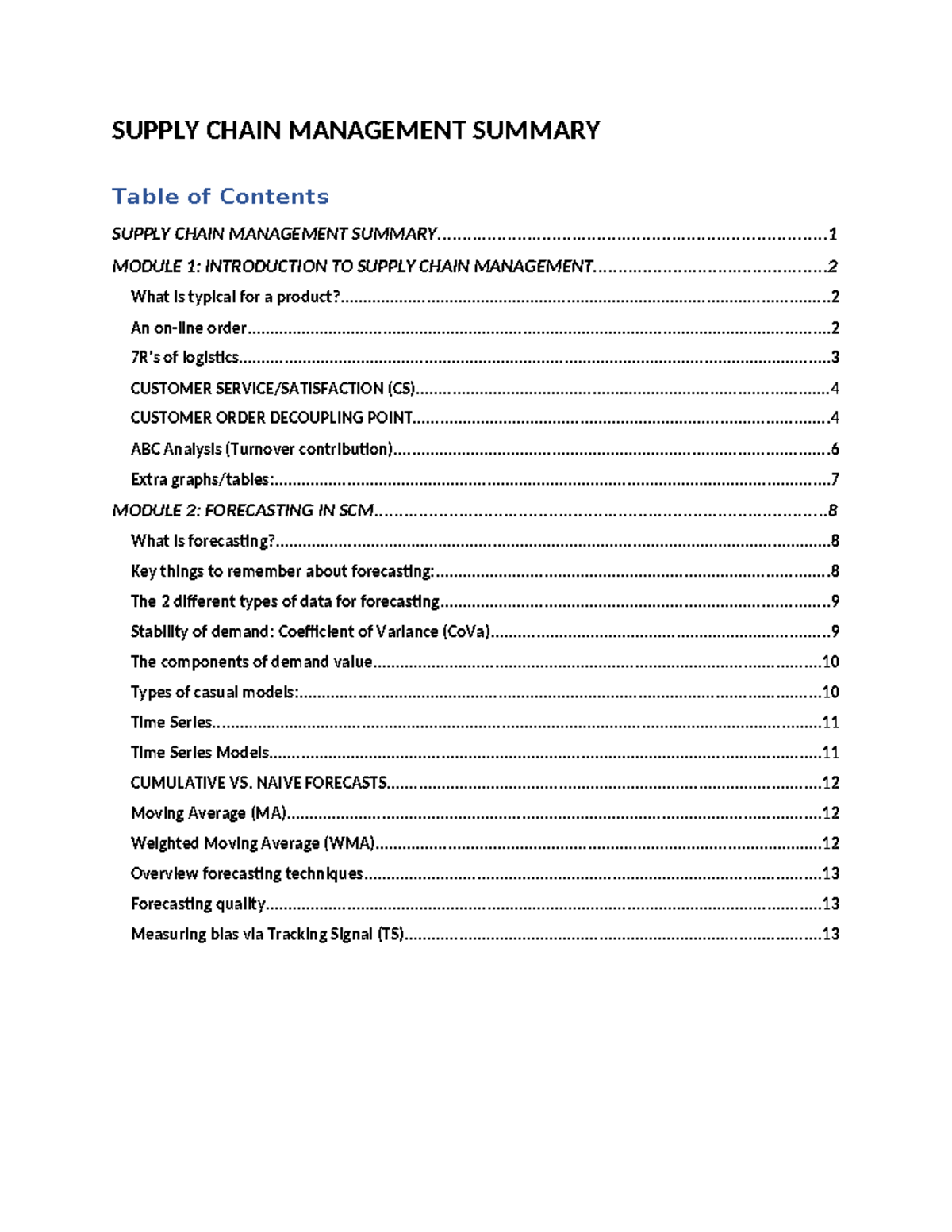 Supply Chain Management Summary SUPPLY CHAIN MANAGEMENT Studocu