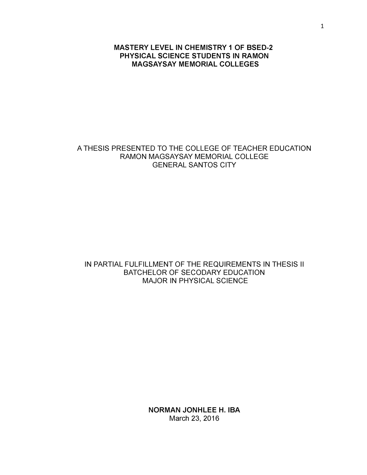 chemistry master thesis