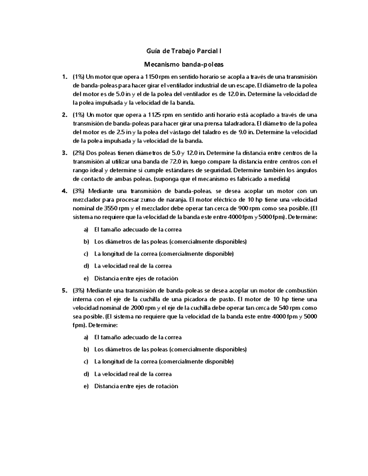 Guía De Trabajo Parcial I - Guía De Trabajo Parcial I Mecanismo Banda ...