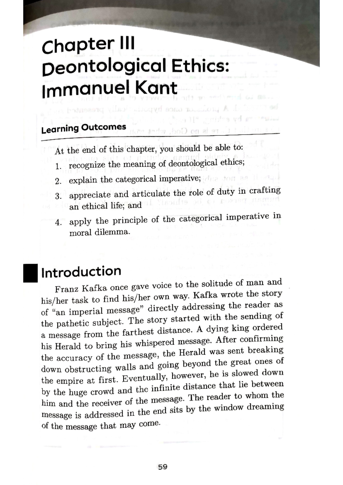 KANT Kant Chapter Deontological Ethics Immanuel Kant Learning