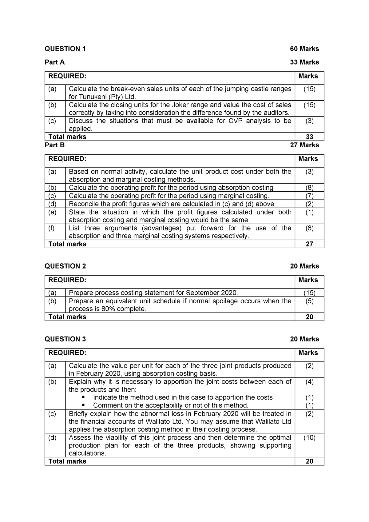 FMA601Y-Assessment 7-Requirements 062912 - QUESTION 1 60 Marks Part A ...