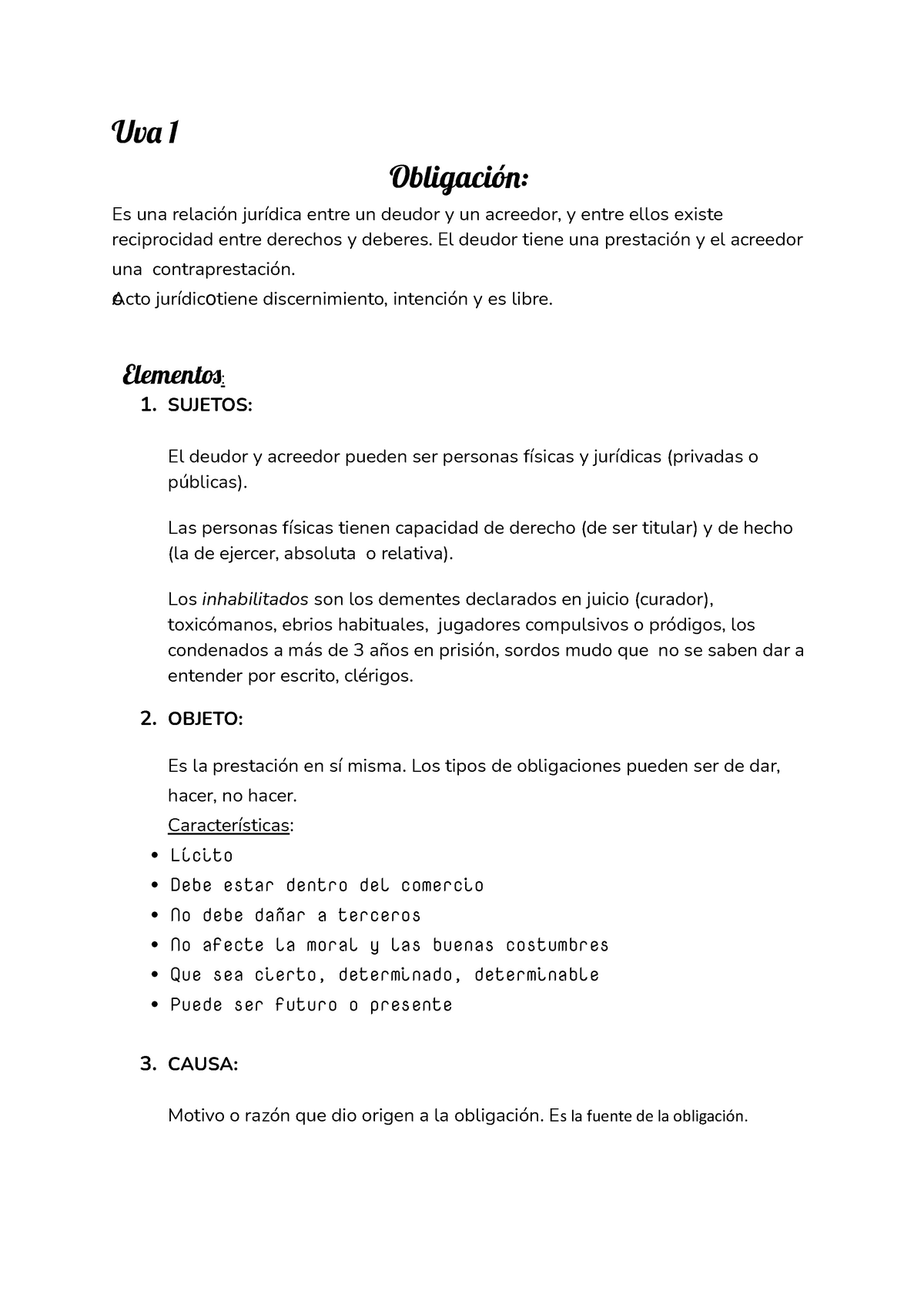 Primer Parcial Obligaciones Y Contratos - Uva 1 Obligación: Es Una ...