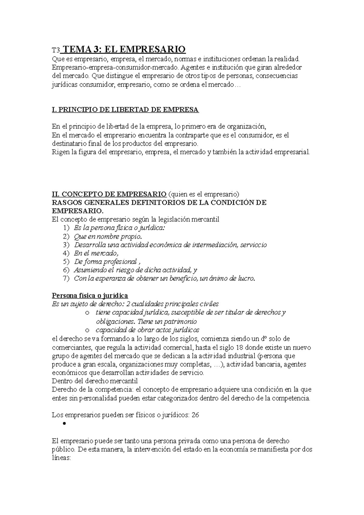 tema 3 del derecho de la empresa - T3 TEMA 3: EL EMPRESARIO Que es ...