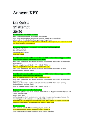 Prelim Quiz 1 AI Fundamentals - Prelim Quiz 1 Can Minmax Search Handle ...