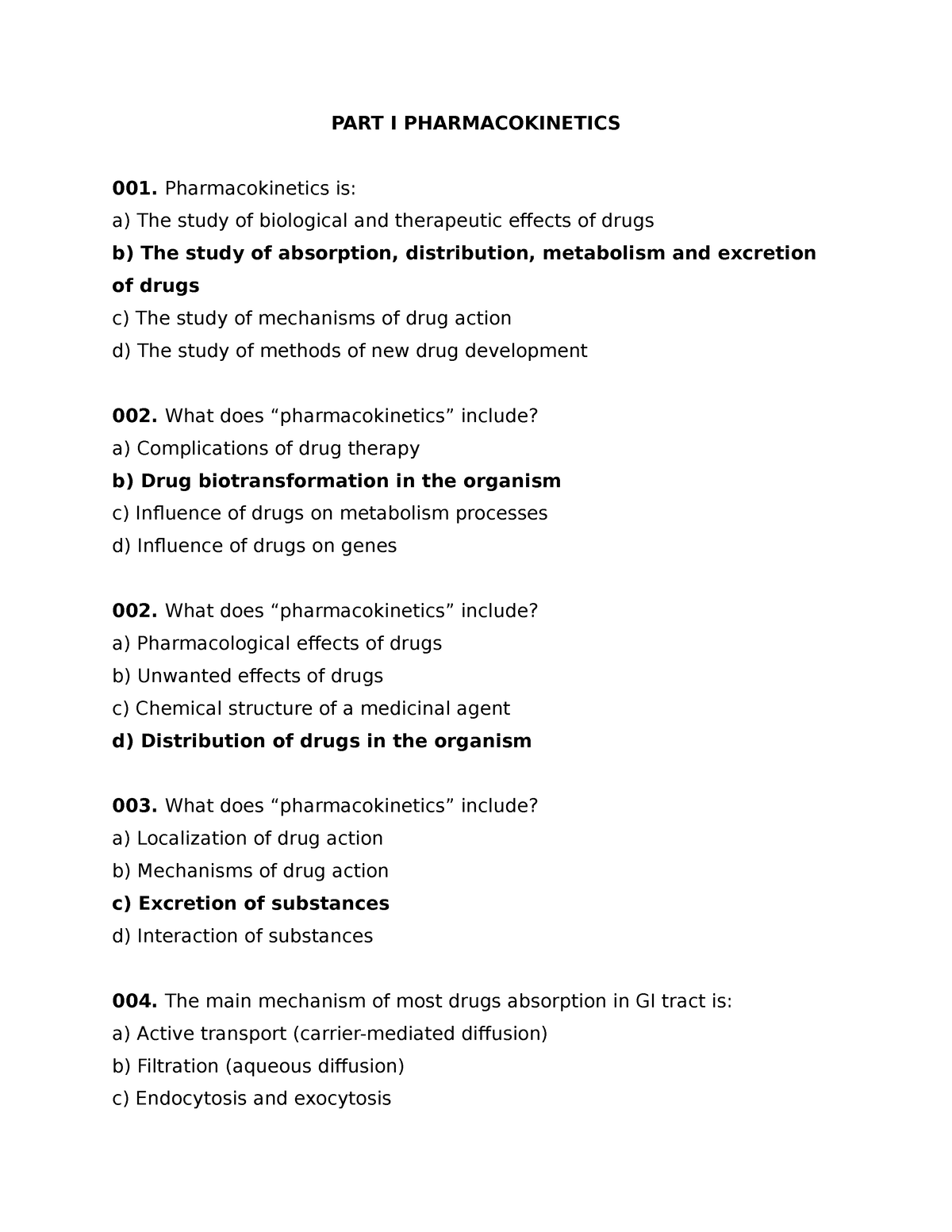 Pharmacokinetics & Pharmacodynamics - PART I PHARMACOKINETICS 001 ...