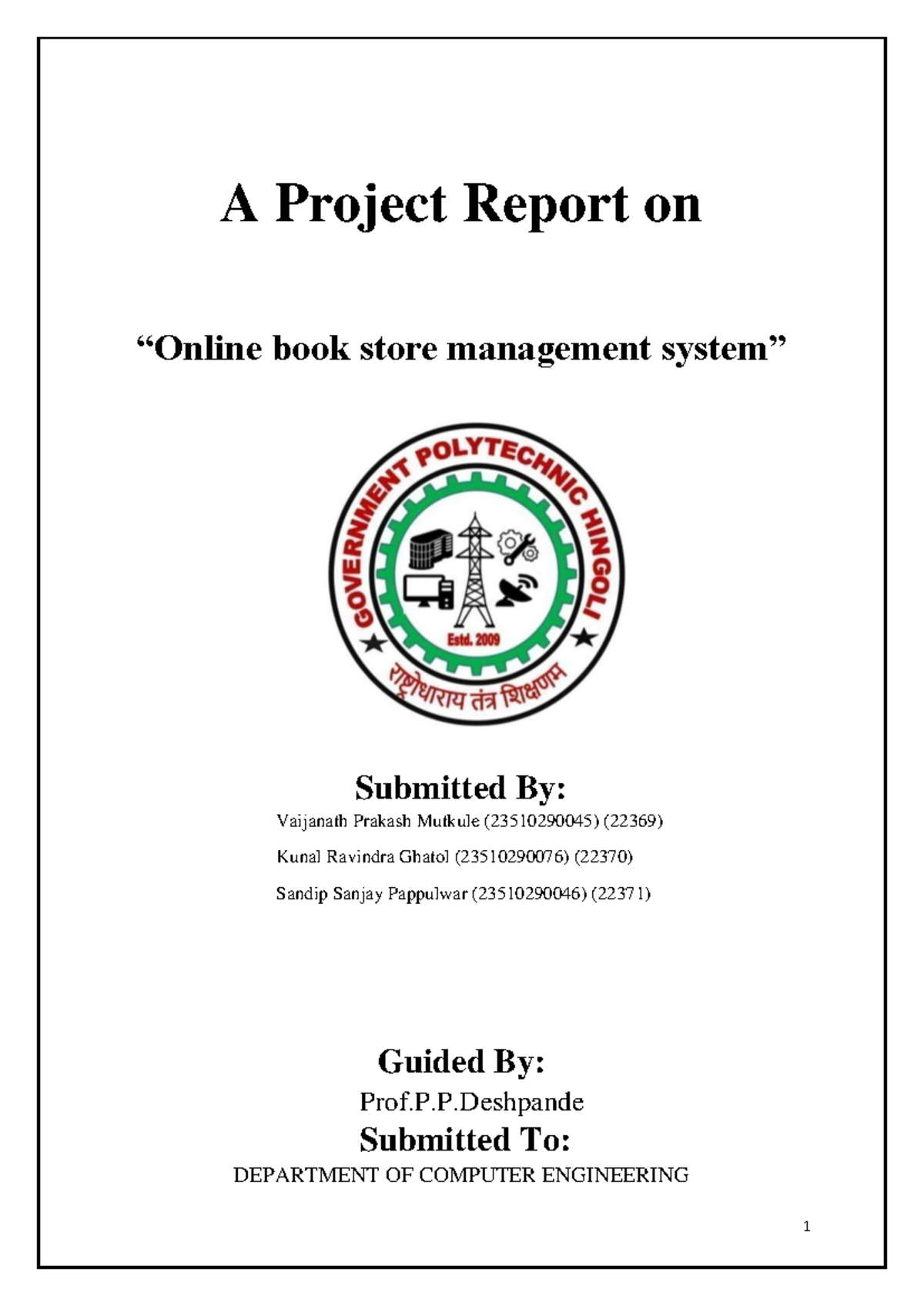 SEN MICROPROJECT A Project Report on book store management